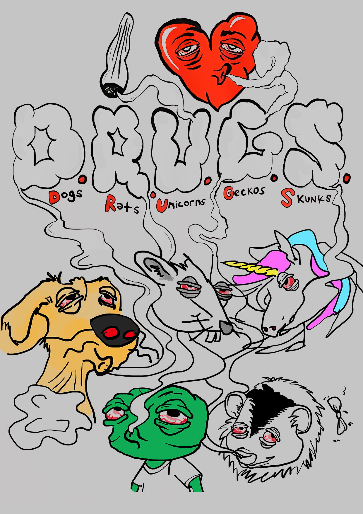 DRUGS WASHED LONG-SLEEVE TSHIRT