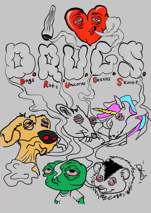 DRUGS WASHED LONG-SLEEVE TSHIRT