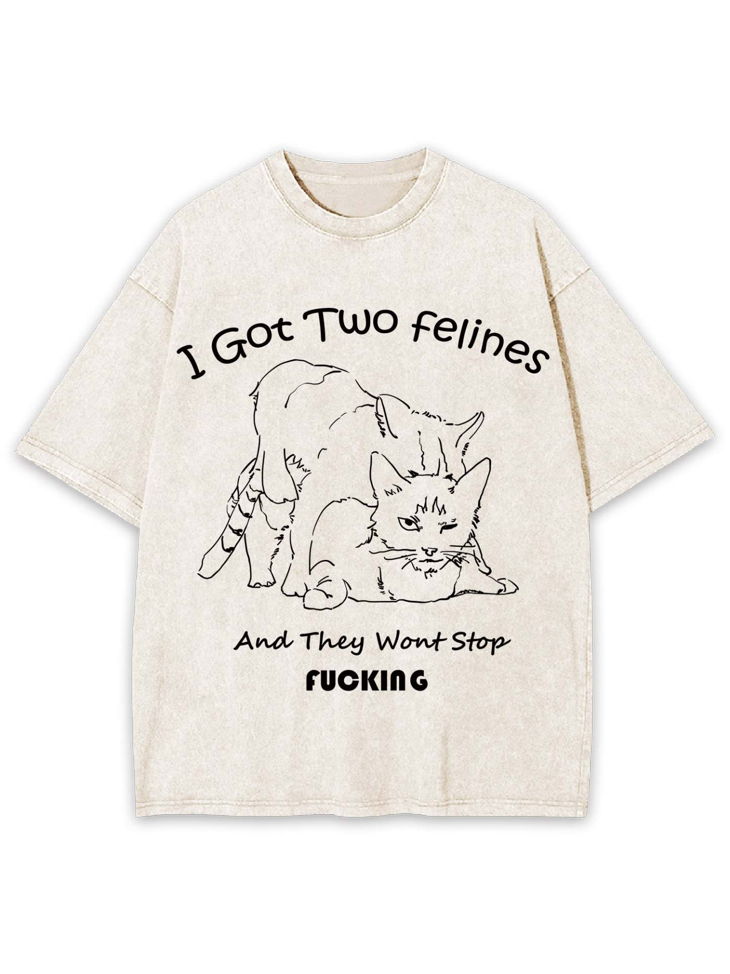 I Got Two Felines And They Want Stop Fucking Washed Tshirt-ClassyOutlaw
