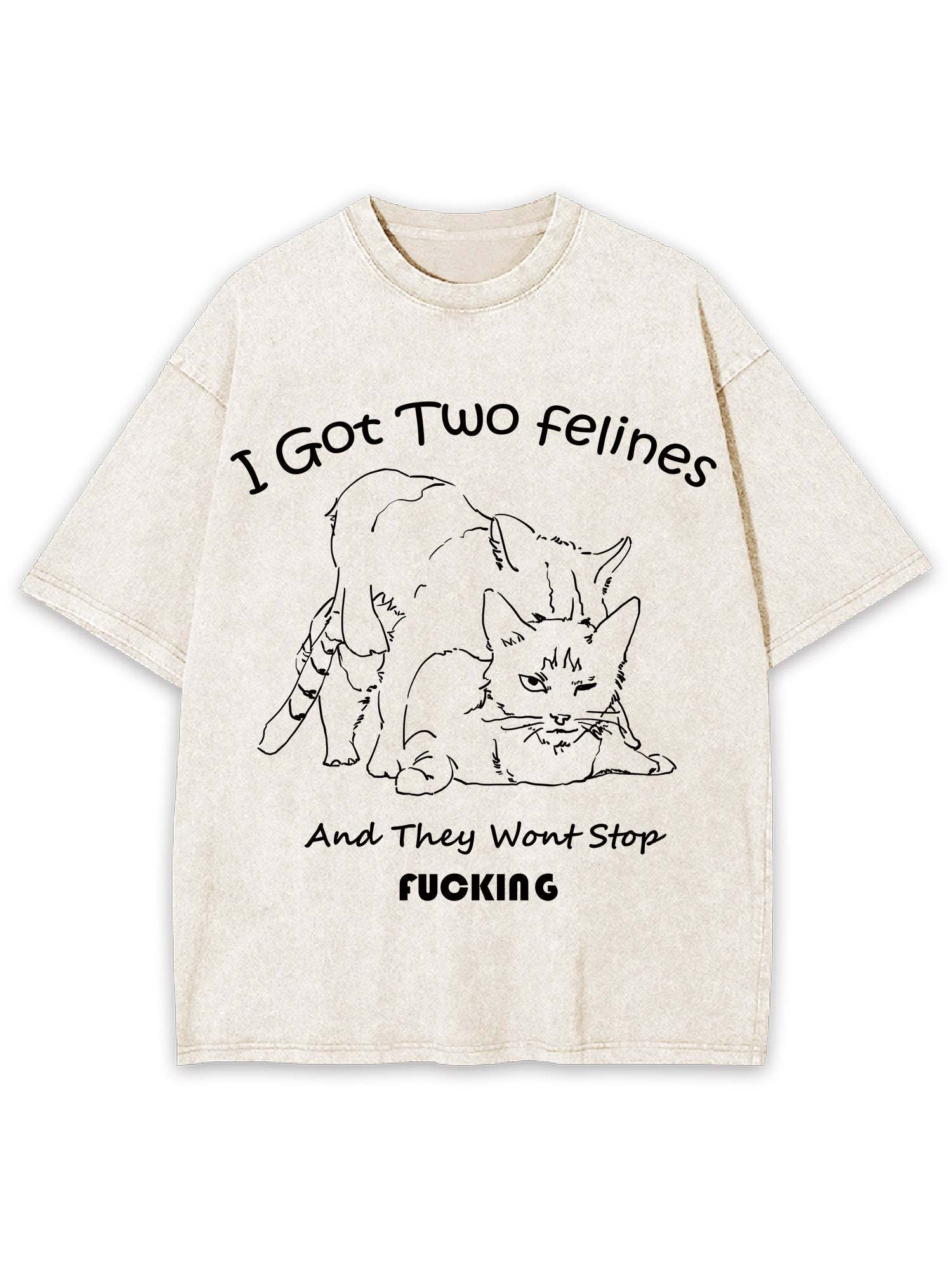 I Got Two Felines And They Want Stop Fucking Washed Tshirt-ClassyOutlaw