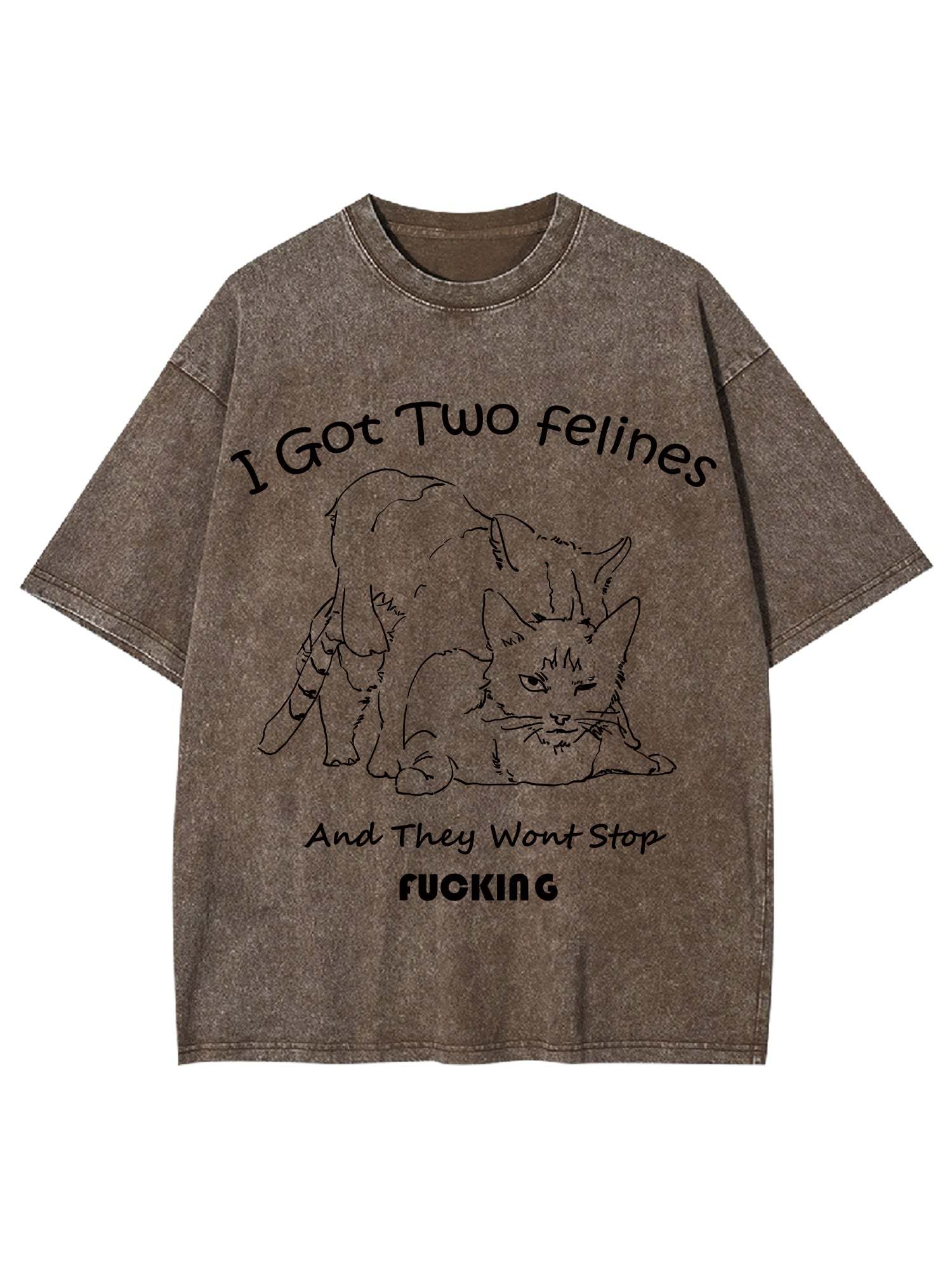 I Got Two Felines And They Want Stop Fucking Washed Tshirt-ClassyOutlaw