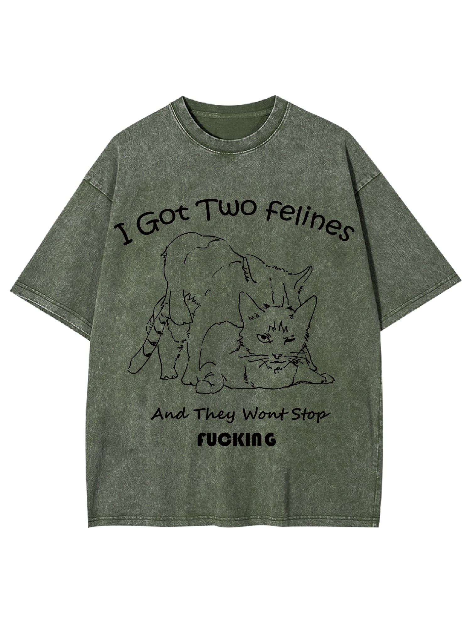 I Got Two Felines And They Want Stop Fucking Washed Tshirt-ClassyOutlaw