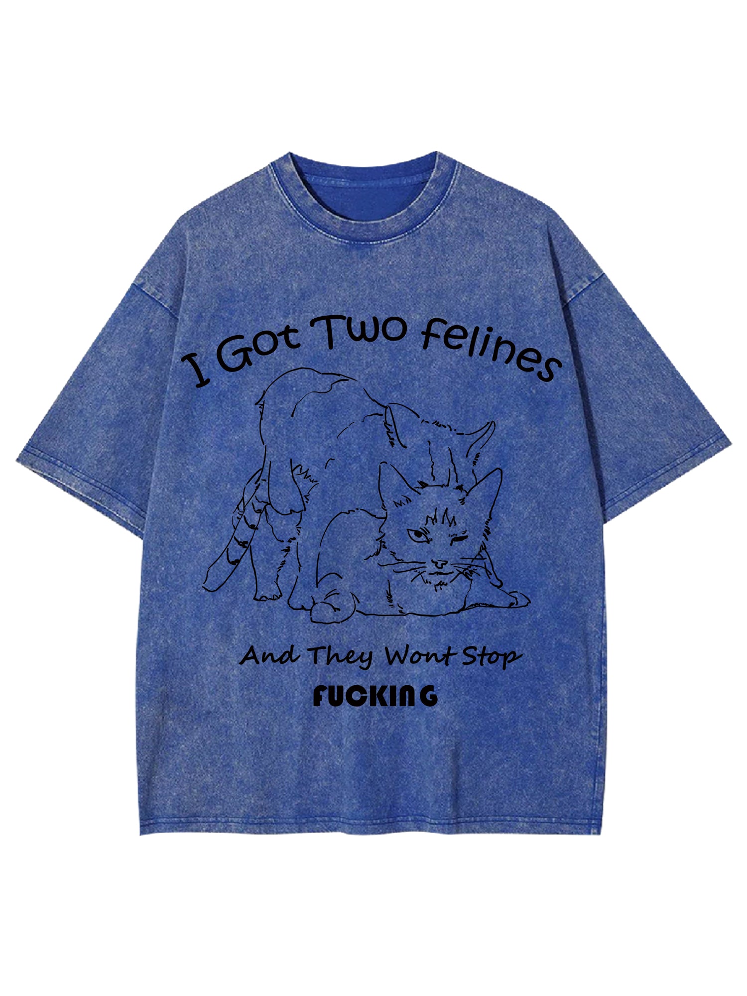 I Got Two Felines And They Want Stop Fucking Washed Tshirt-ClassyOutlaw