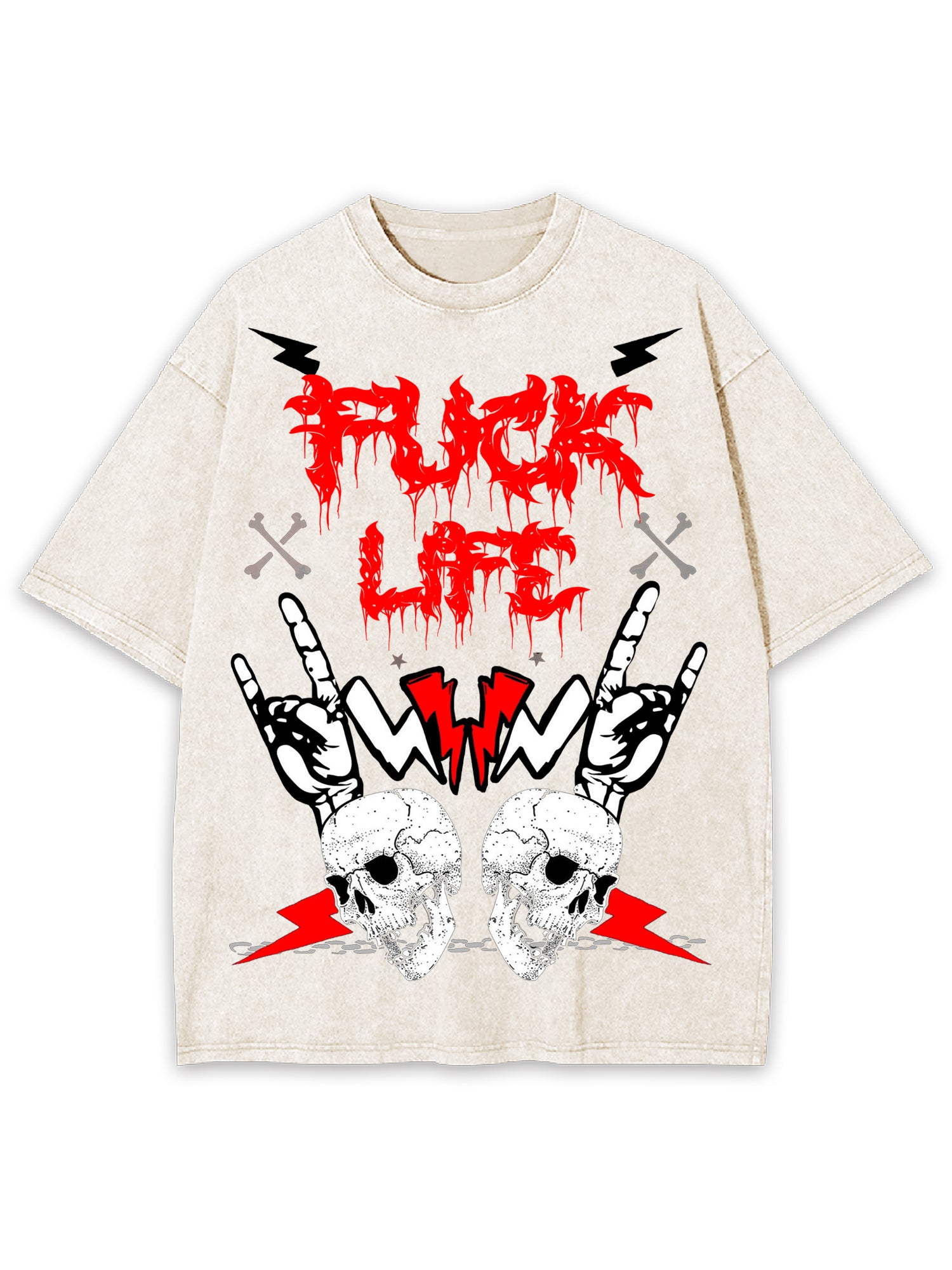 Fuck Life Washed Tshirt-ClassyOutlaw