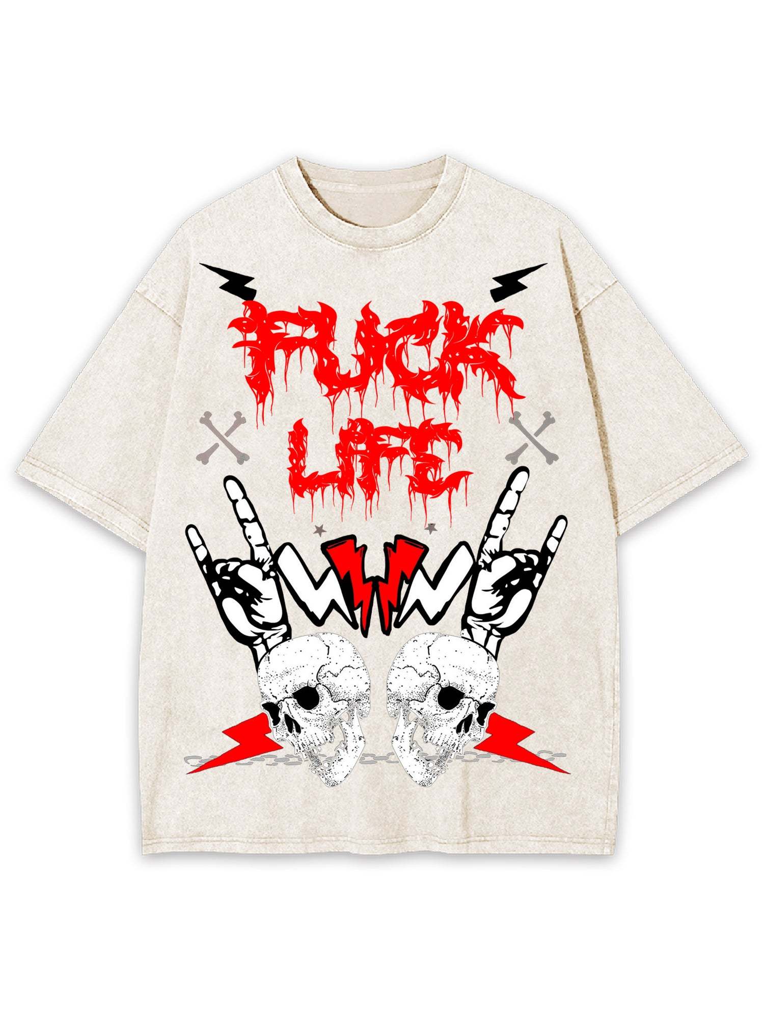 Fuck Life Washed Tshirt-ClassyOutlaw