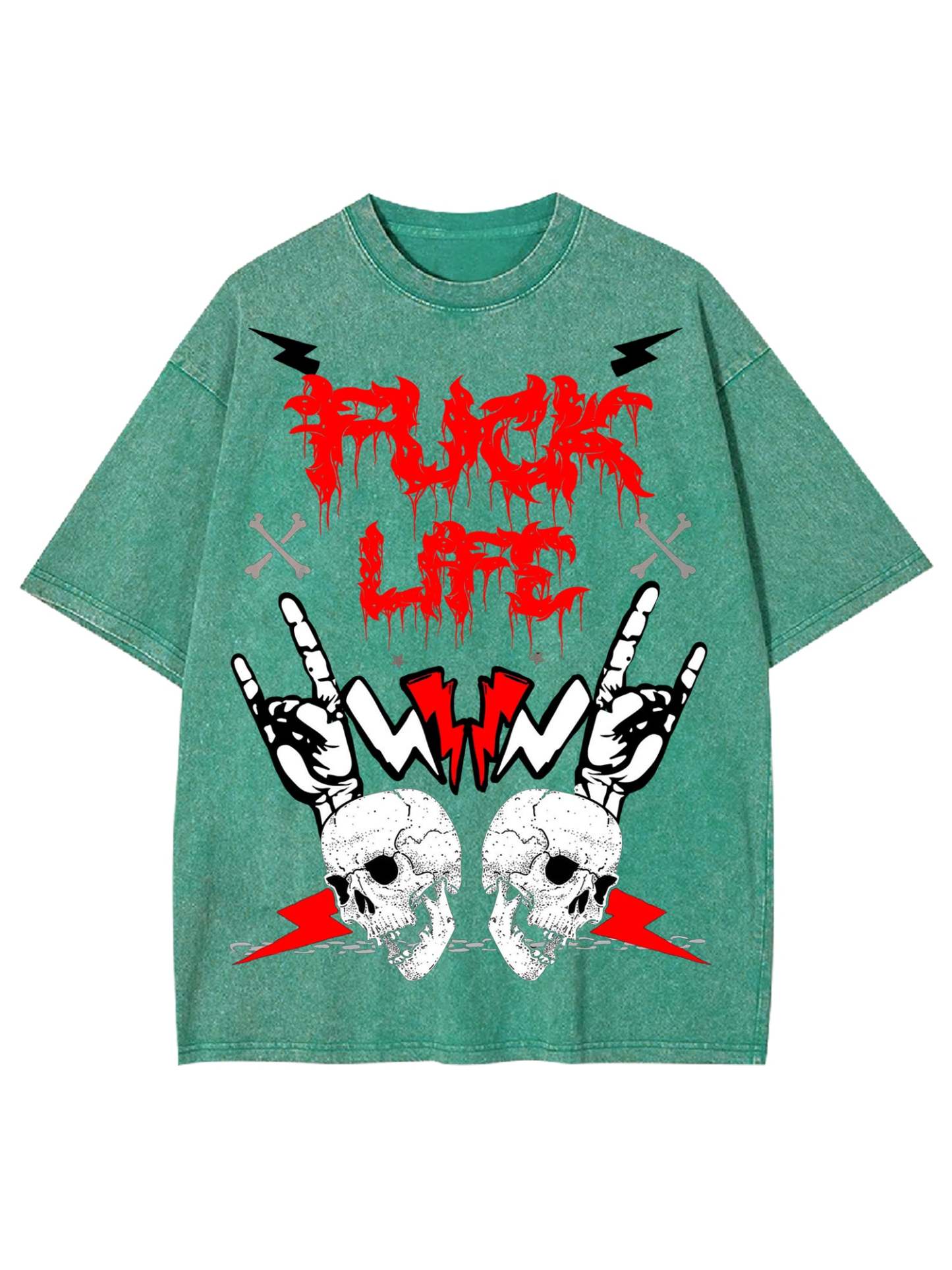 Fuck Life Washed Tshirt-ClassyOutlaw