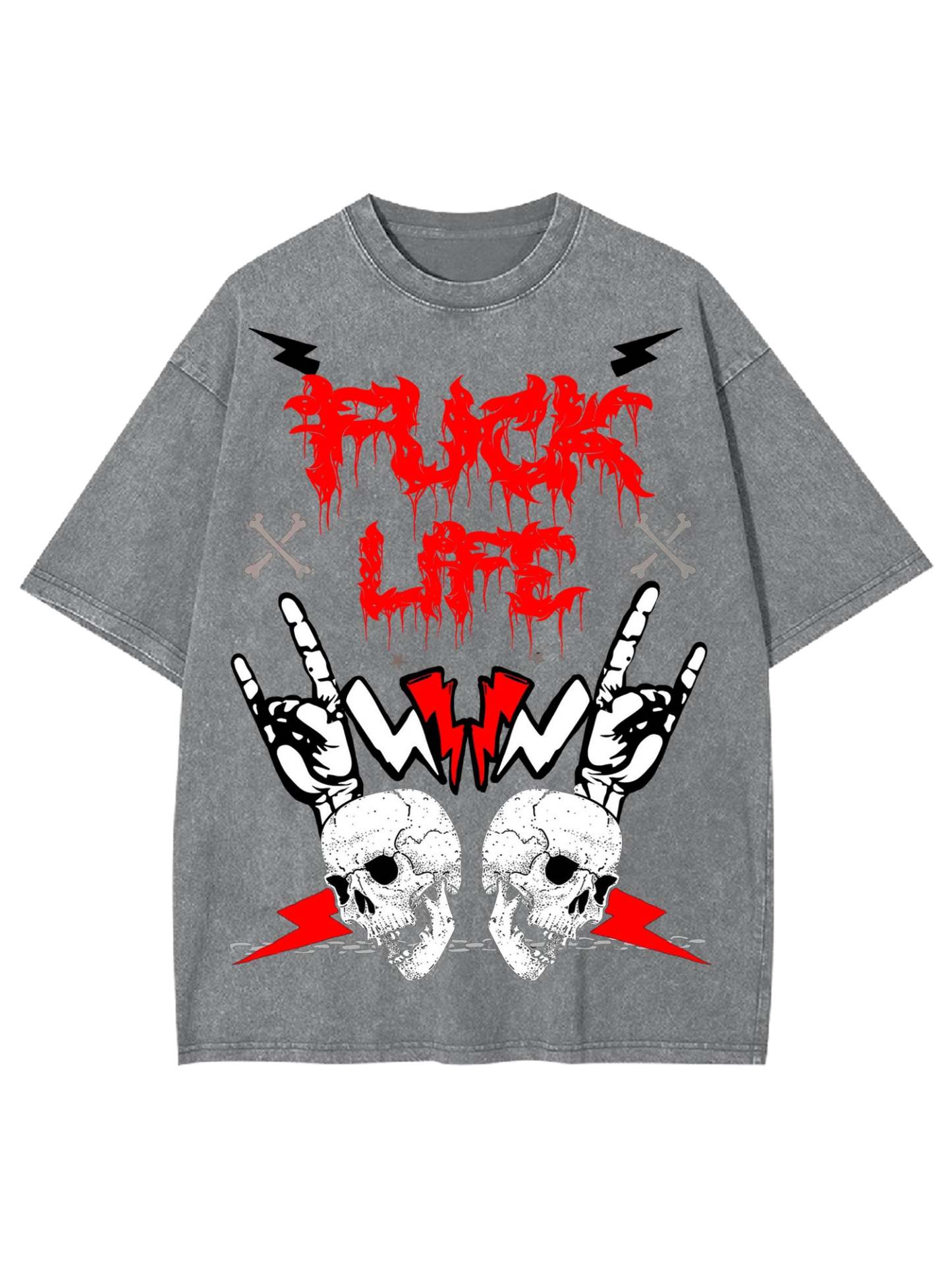 Fuck Life Washed Tshirt-ClassyOutlaw