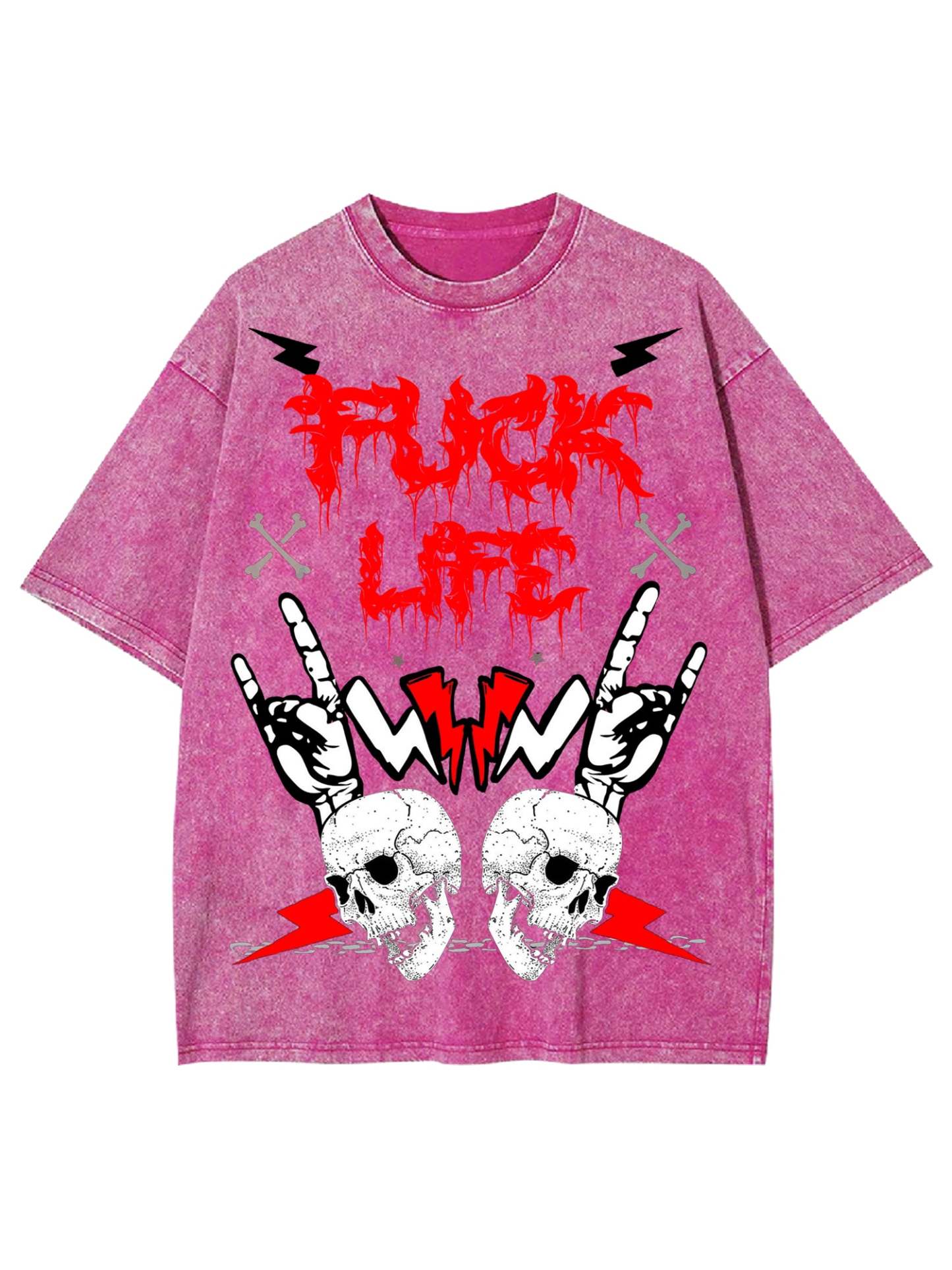 Fuck Life Washed Tshirt-ClassyOutlaw
