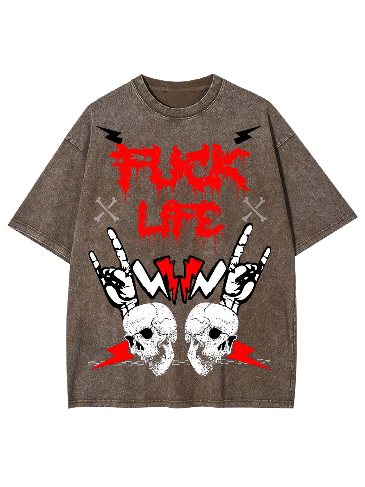 Fuck Life Washed Tshirt-ClassyOutlaw