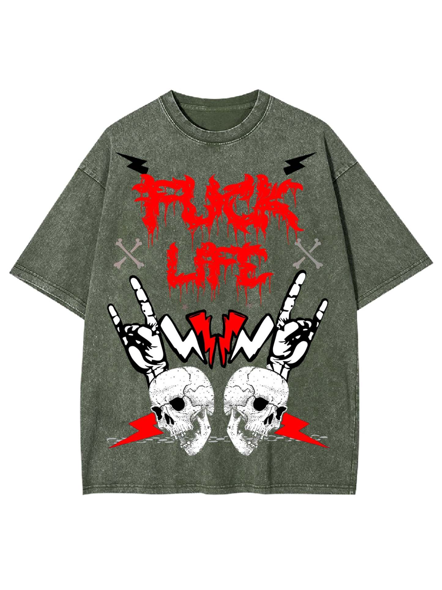 Fuck Life Washed Tshirt-ClassyOutlaw