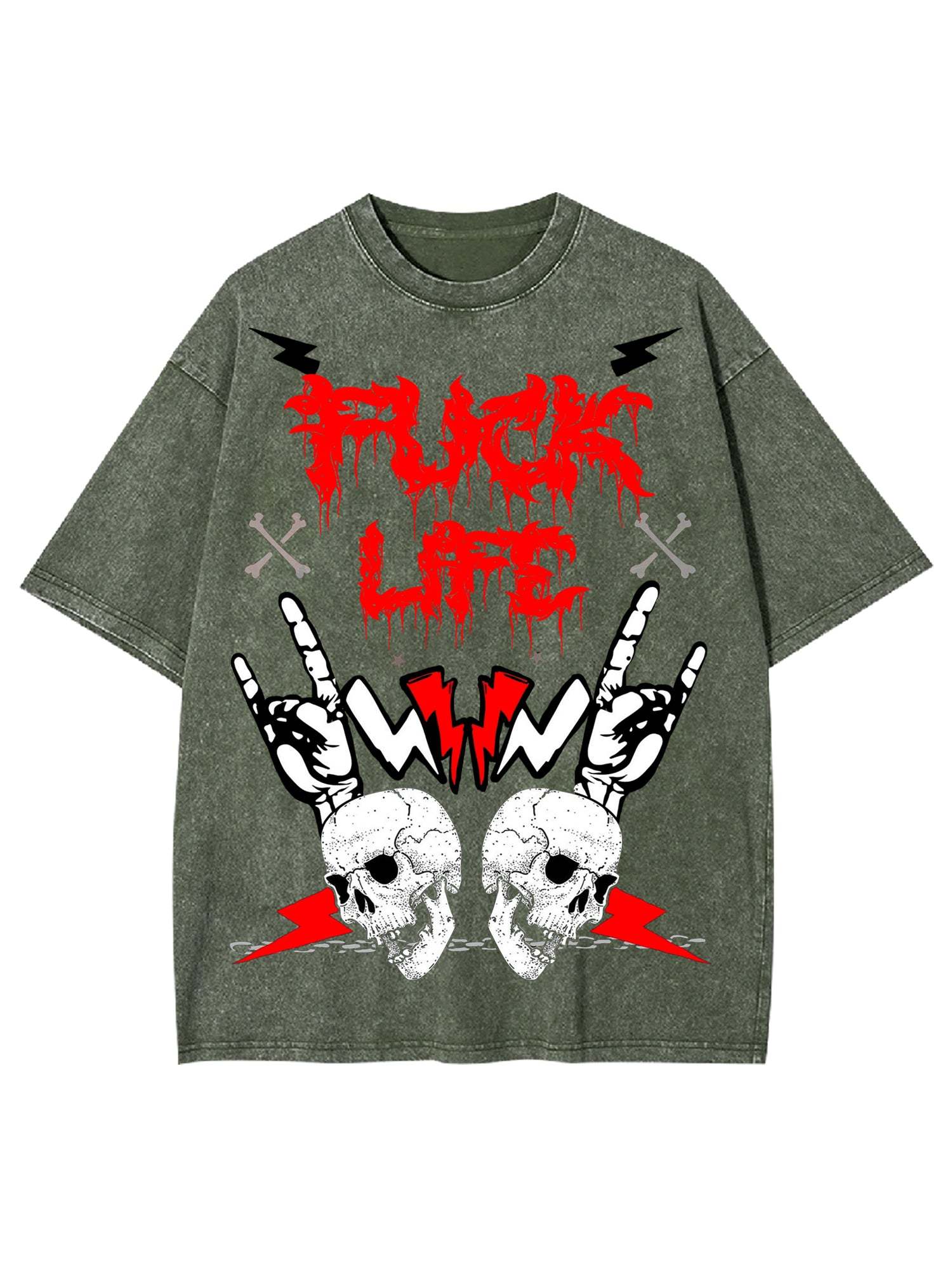 Fuck Life Washed Tshirt-ClassyOutlaw