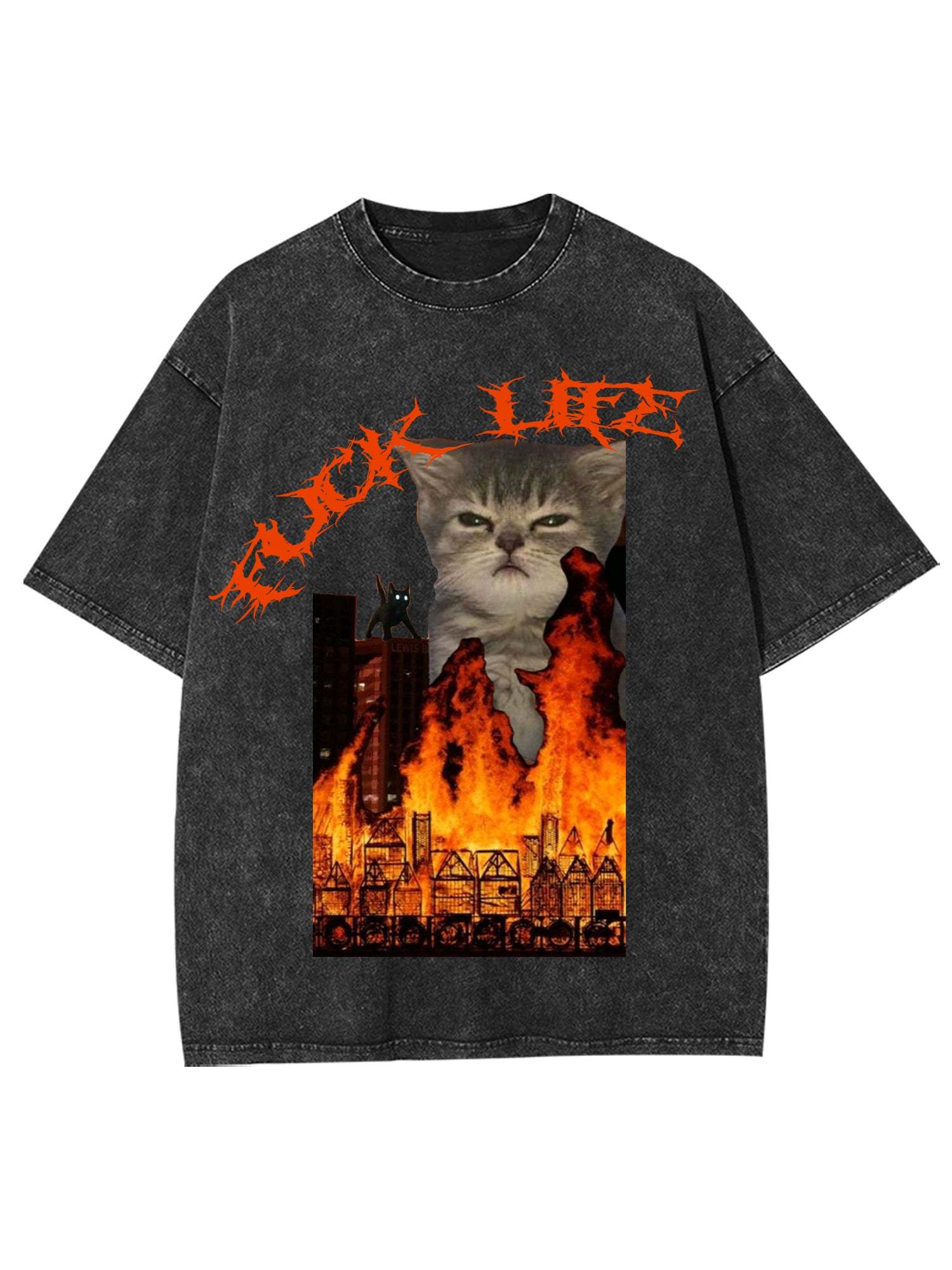 Fuck Life Washed Tshirt-ClassyOutlaw