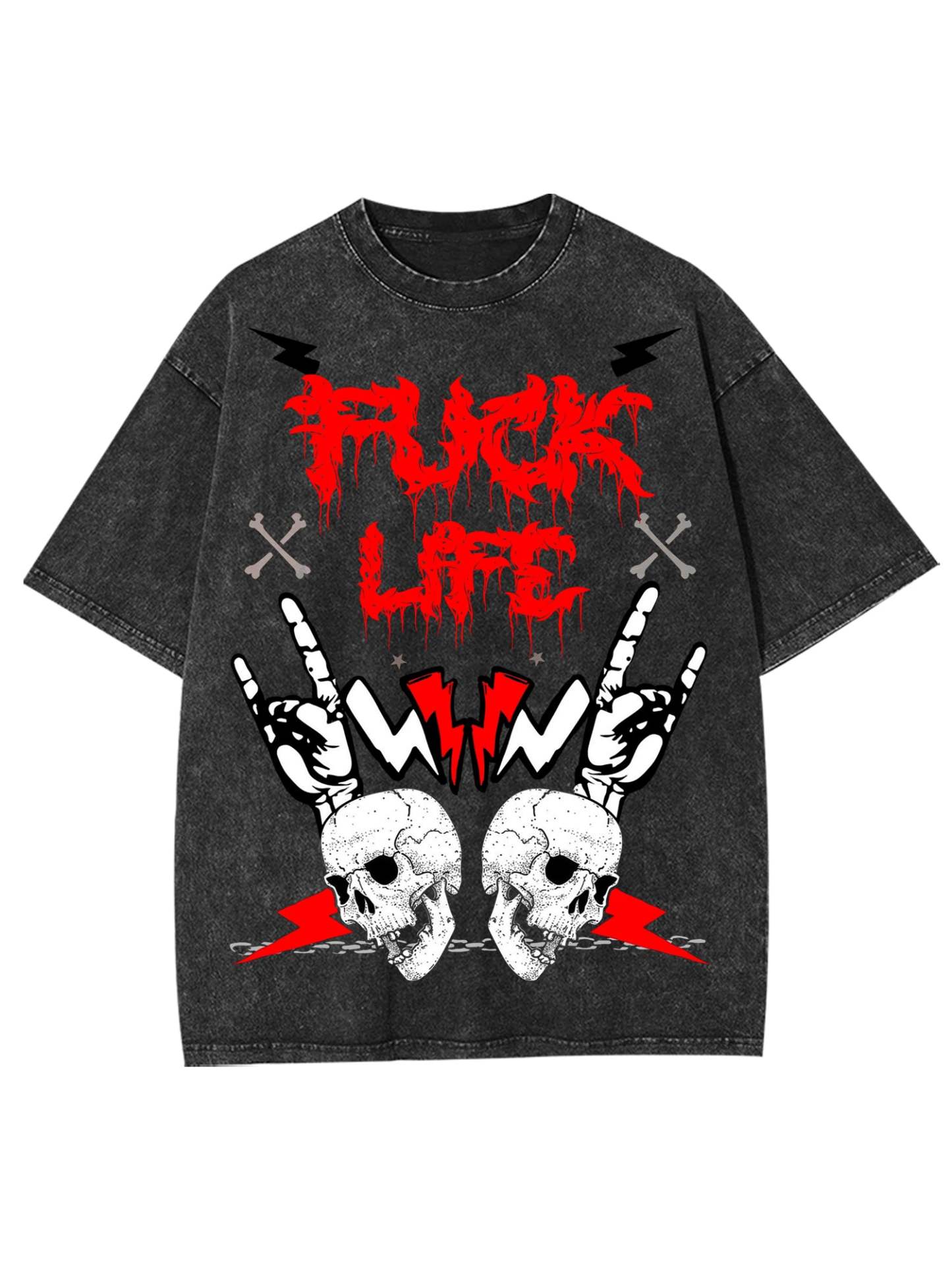 Fuck Life Washed Tshirt-ClassyOutlaw
