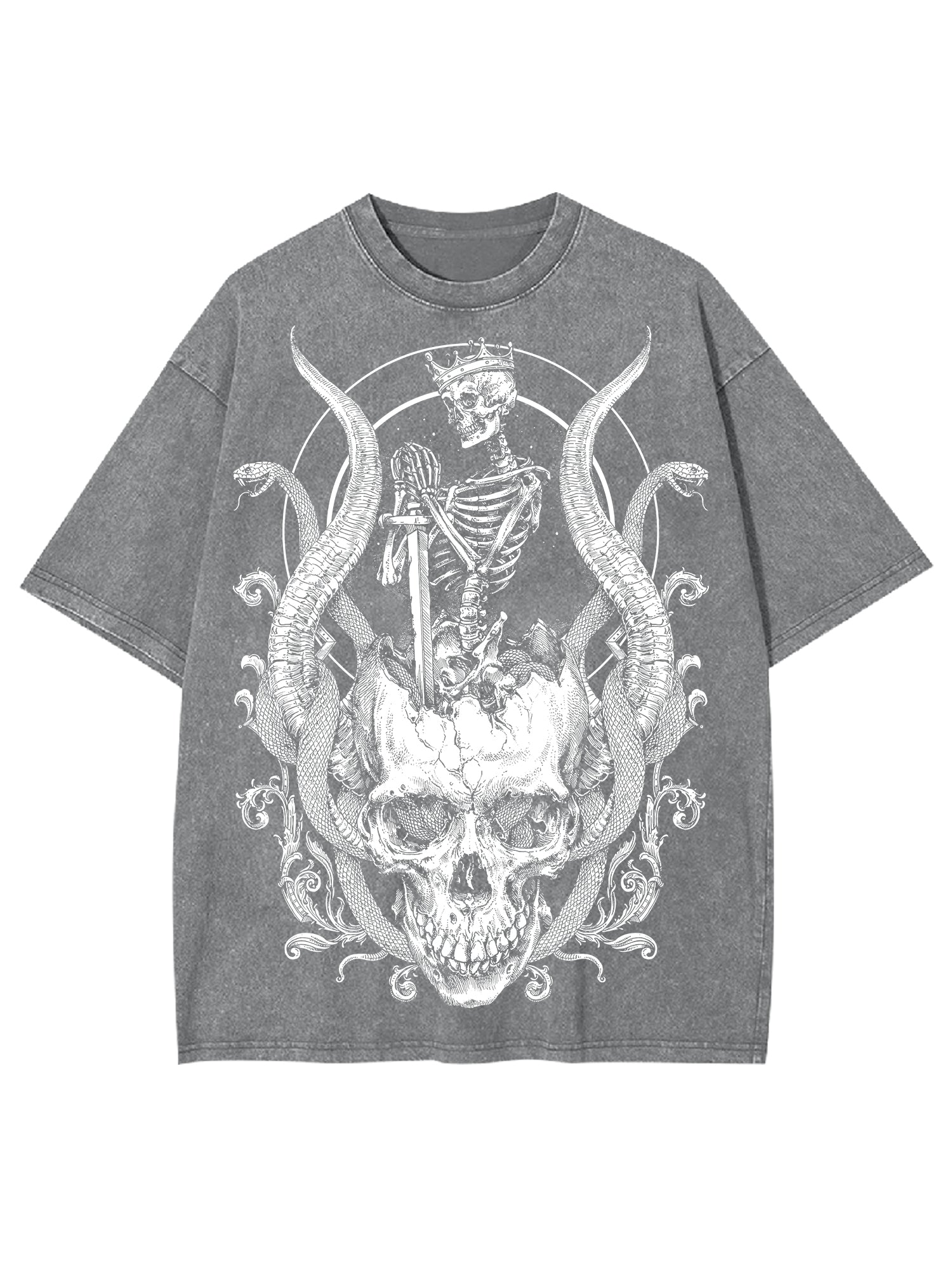 Skeleton King Washed Tshirt-ClassyOutlaw