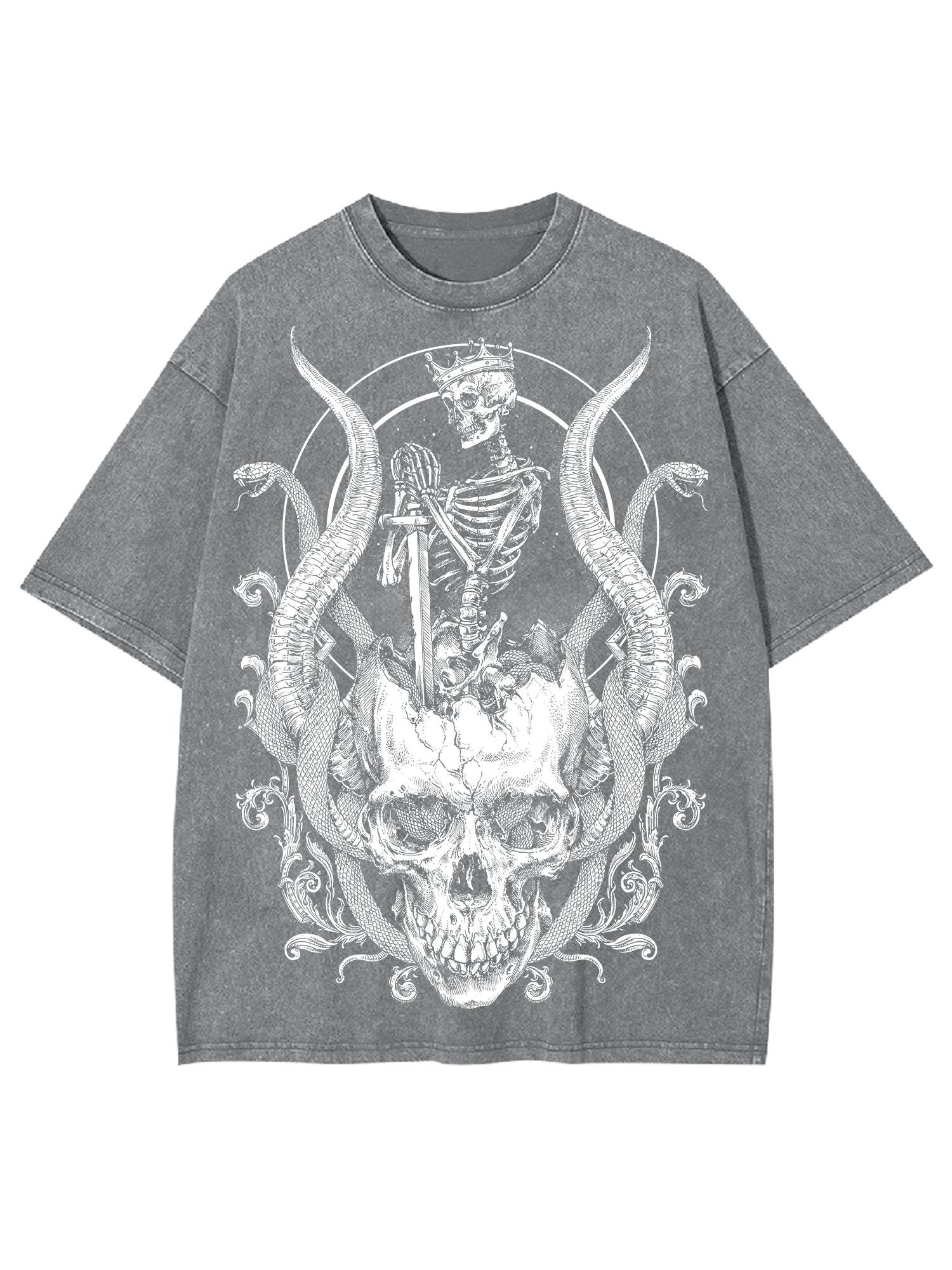 Skeleton King Washed Tshirt-ClassyOutlaw