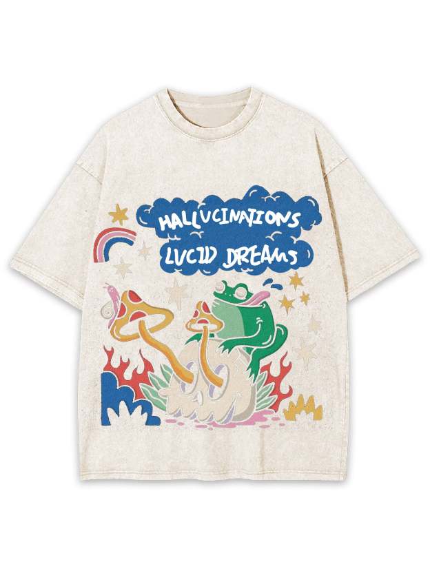 Hallucinations Lucid Dreams Washed Tshirt-ClassyOutlaw