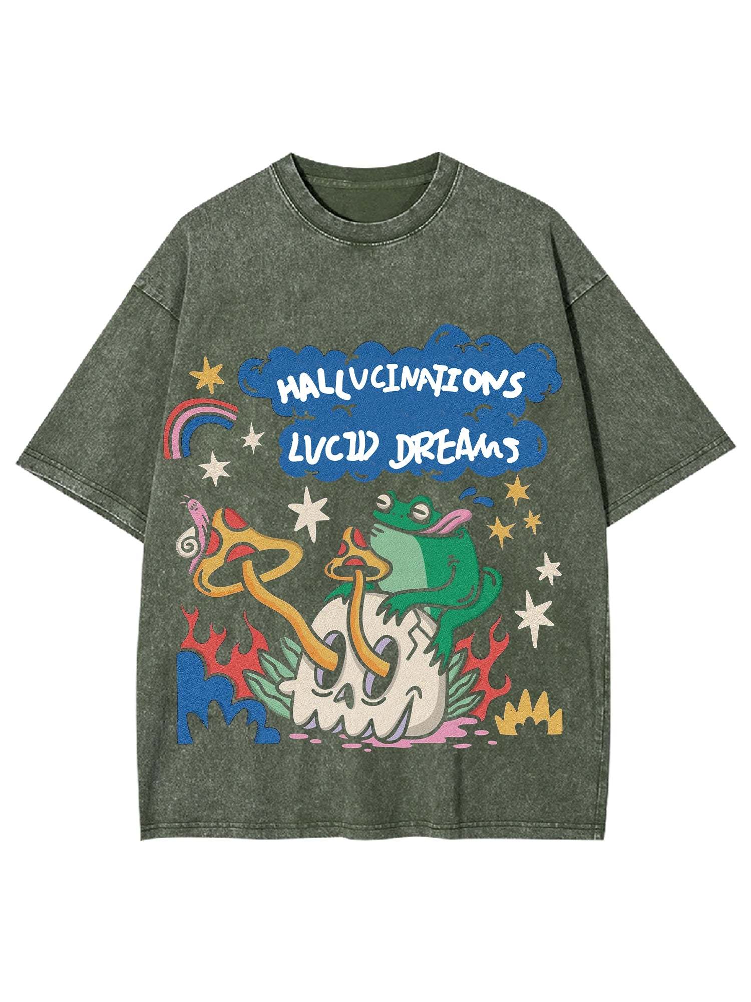 Hallucinations Lucid Dreams Washed Tshirt-ClassyOutlaw