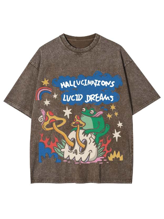 Hallucinations Lucid Dreams Washed Tshirt-ClassyOutlaw