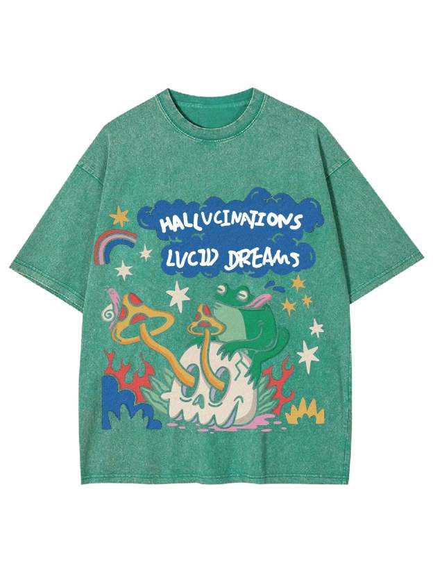 Hallucinations Lucid Dreams Washed Tshirt-ClassyOutlaw