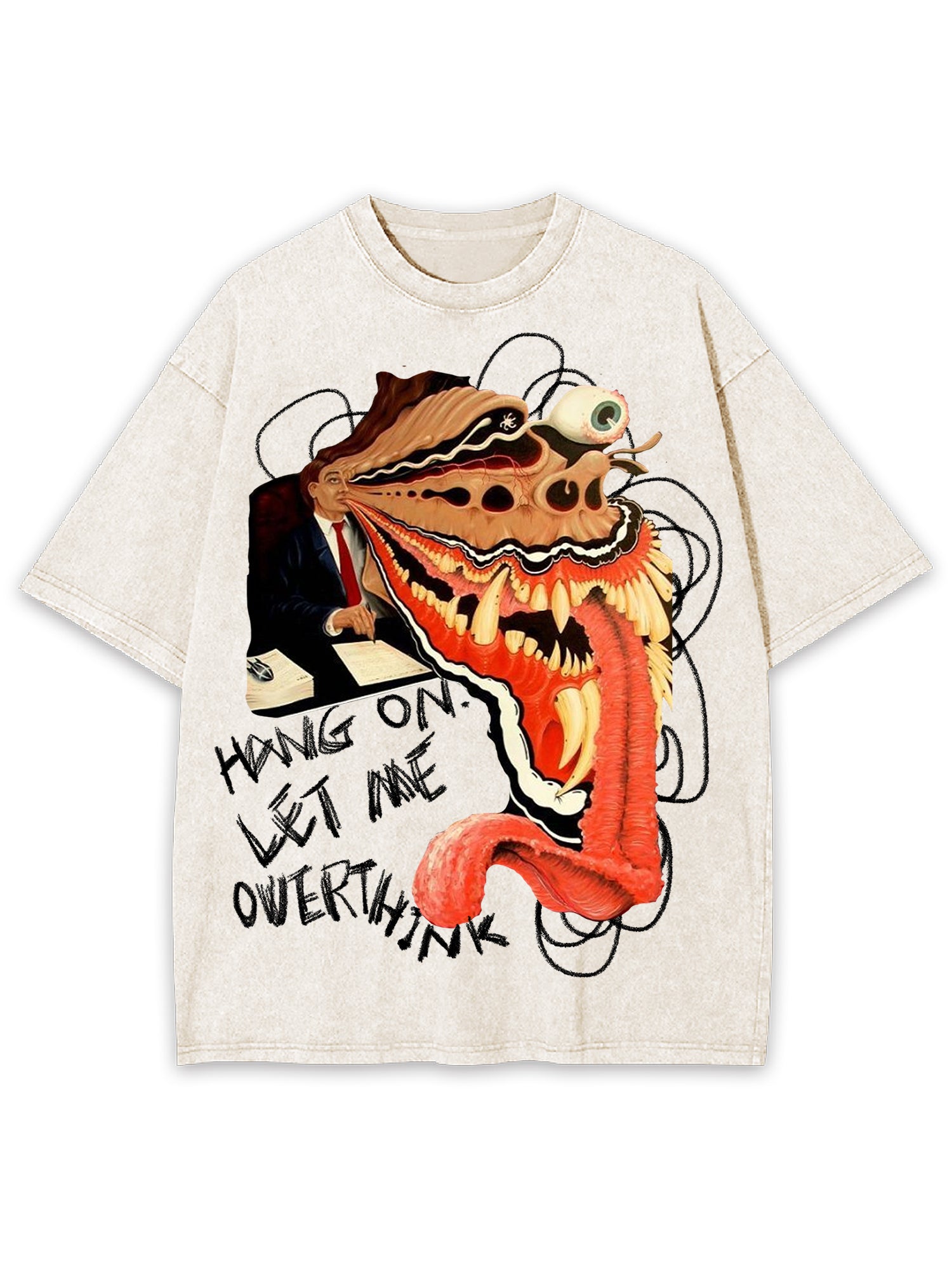 Hang On Let Me Owerthink Washed Tshirt-ClassyOutlaw