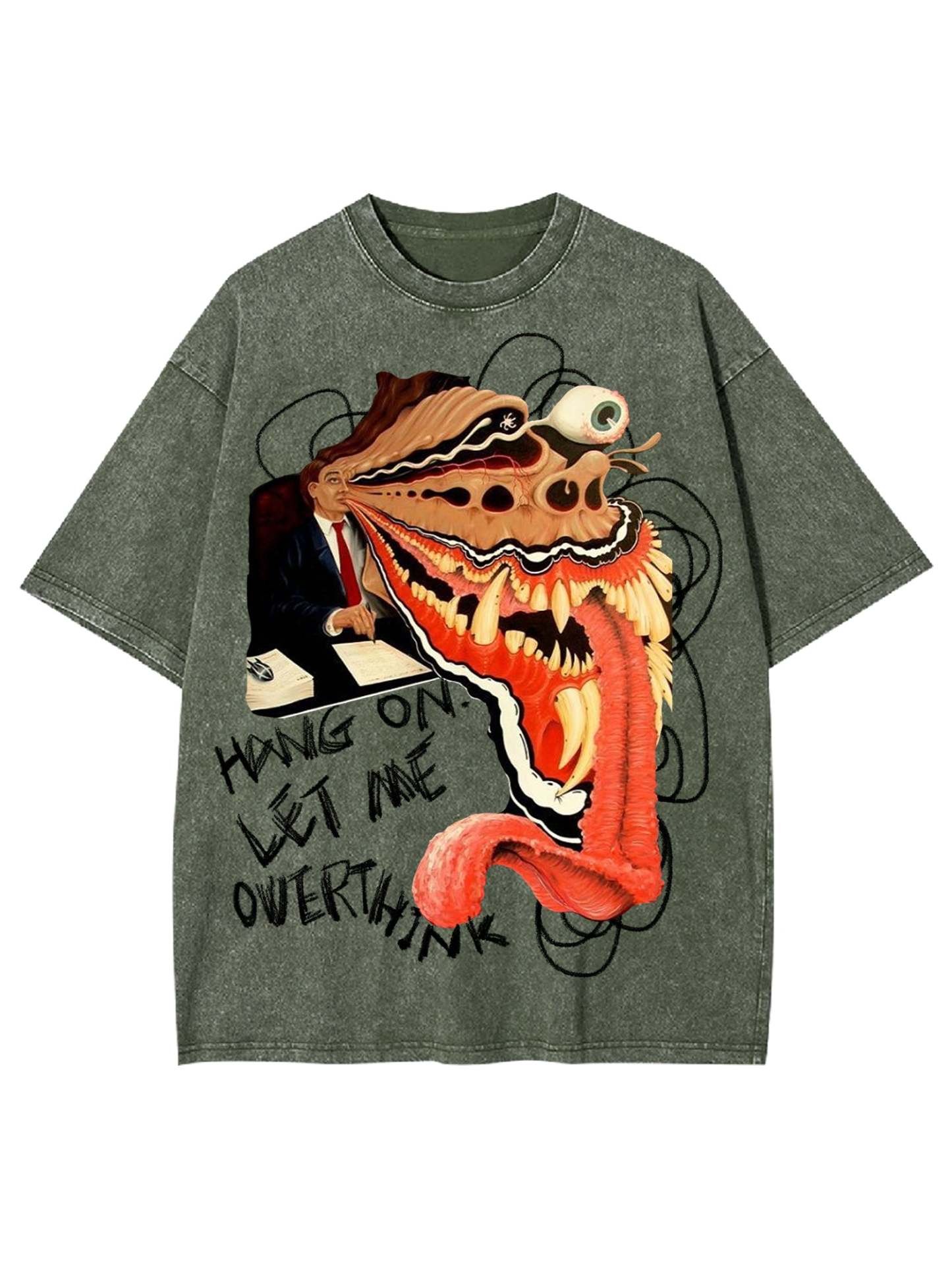 Hang On Let Me Owerthink Washed Tshirt-ClassyOutlaw