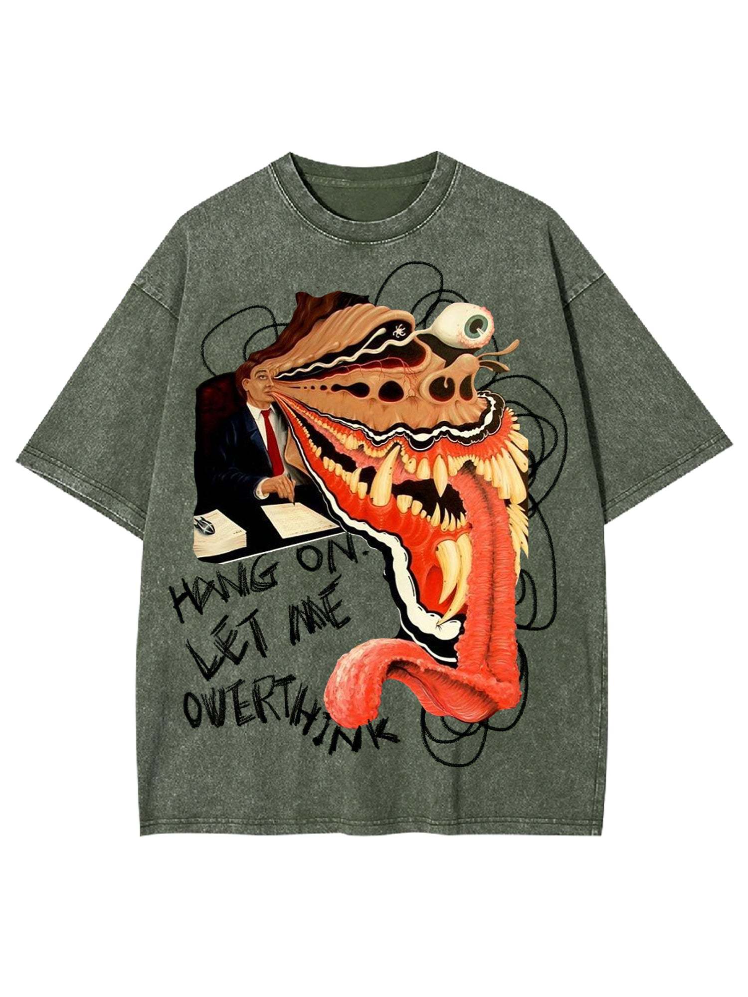 Hang On Let Me Owerthink Washed Tshirt-ClassyOutlaw