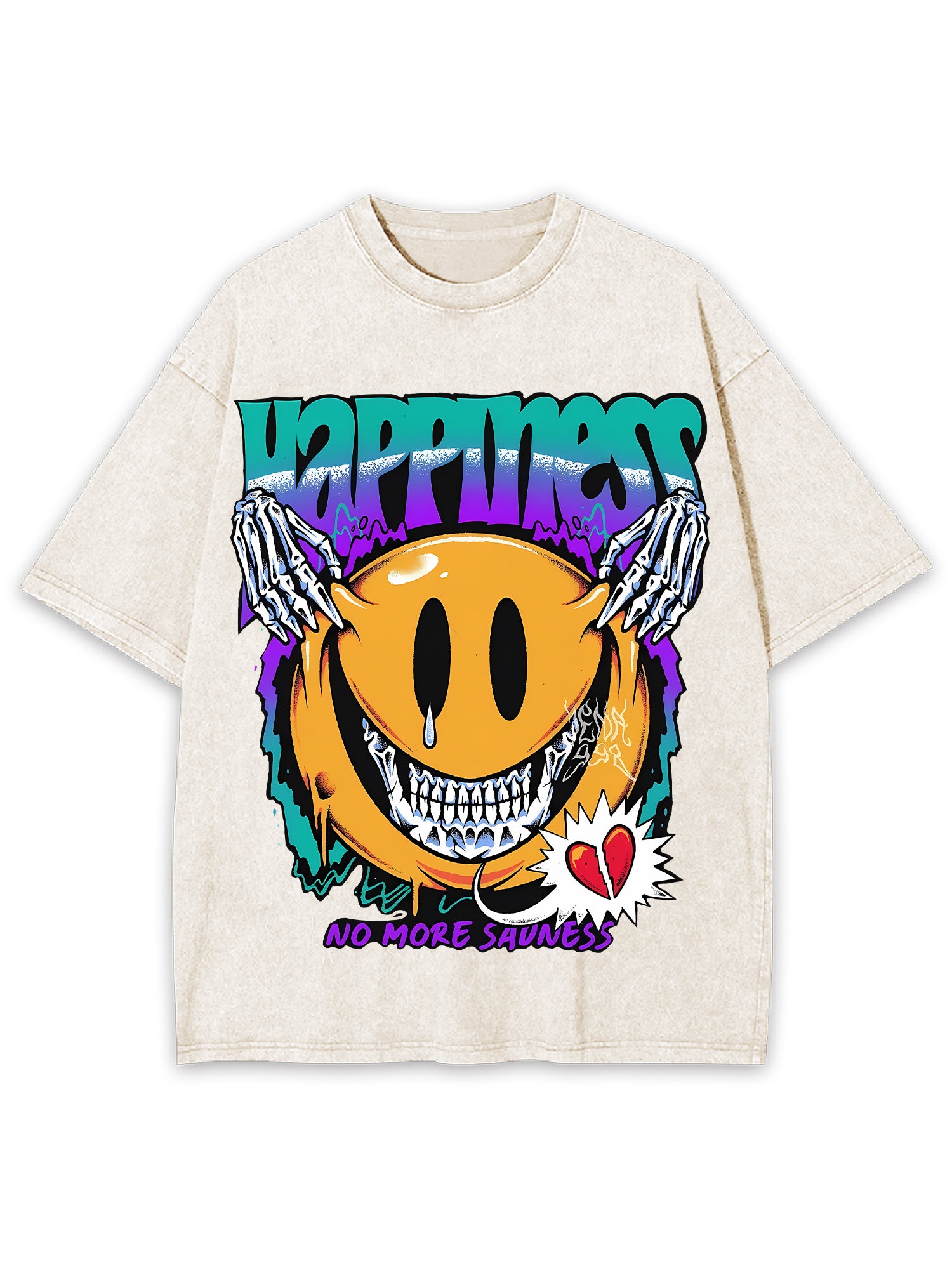 Happiness Washed Tshirt-ClassyOutlaw
