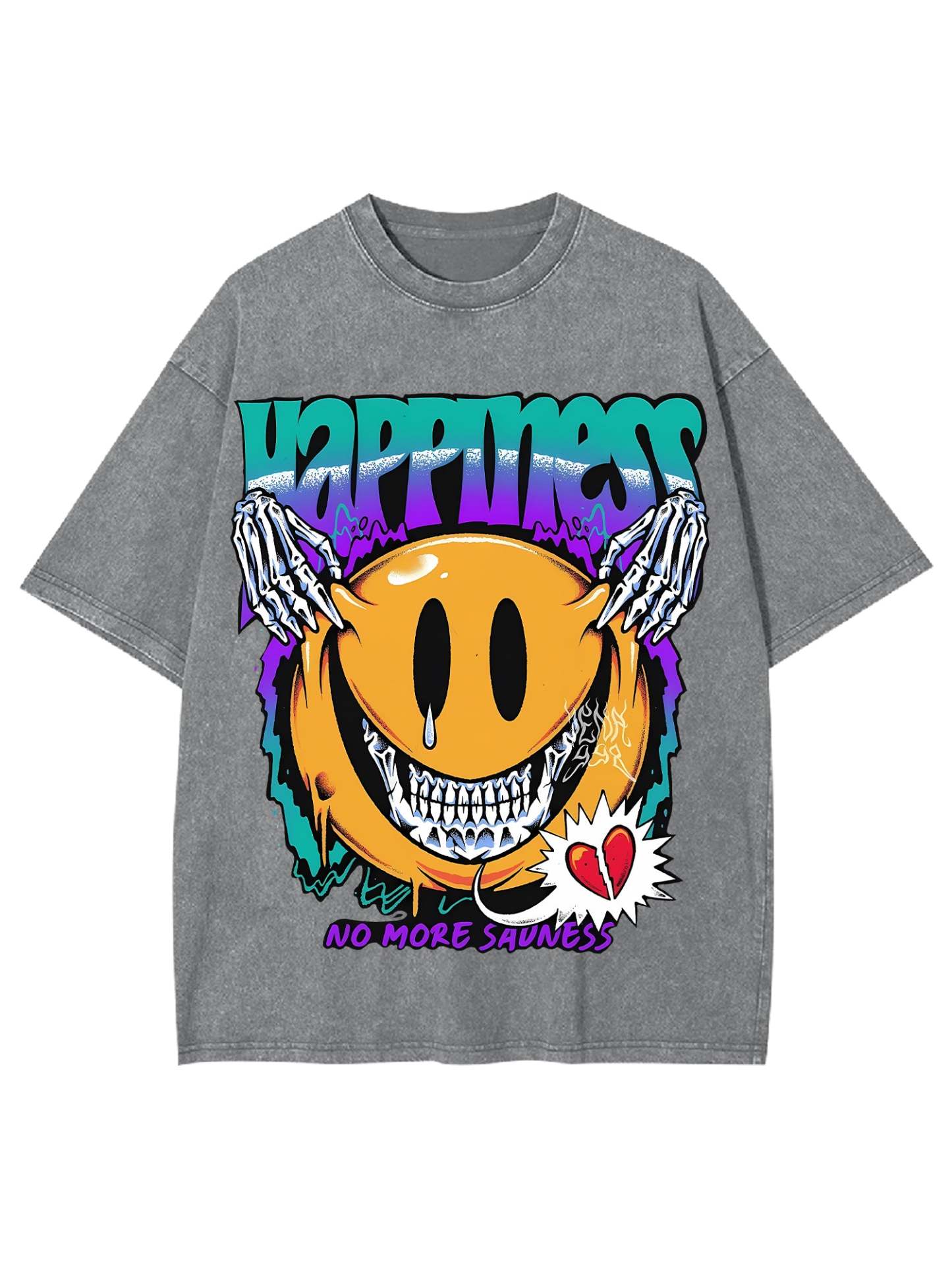 Happiness Washed Tshirt-ClassyOutlaw