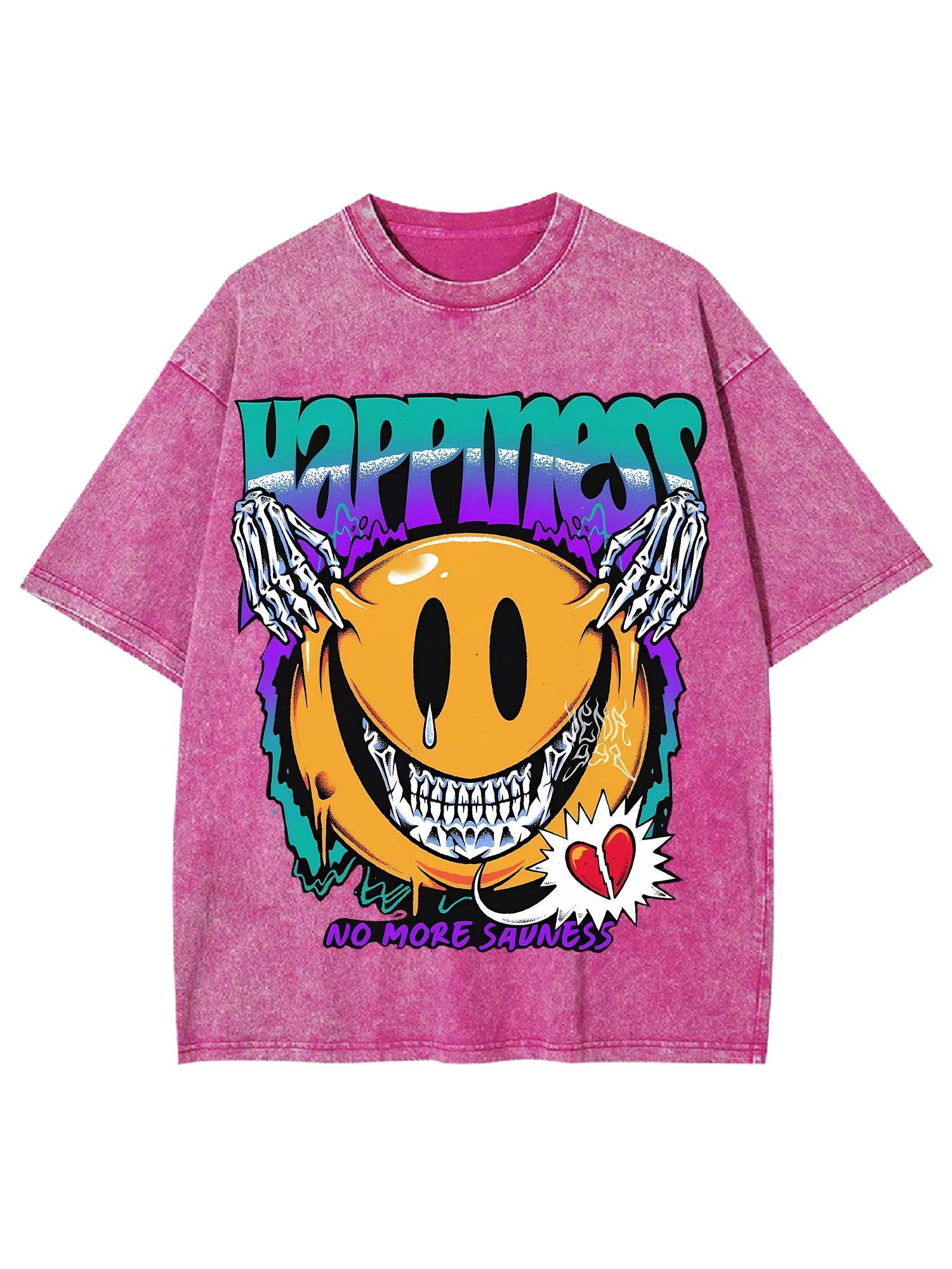 Happiness Washed Tshirt-ClassyOutlaw