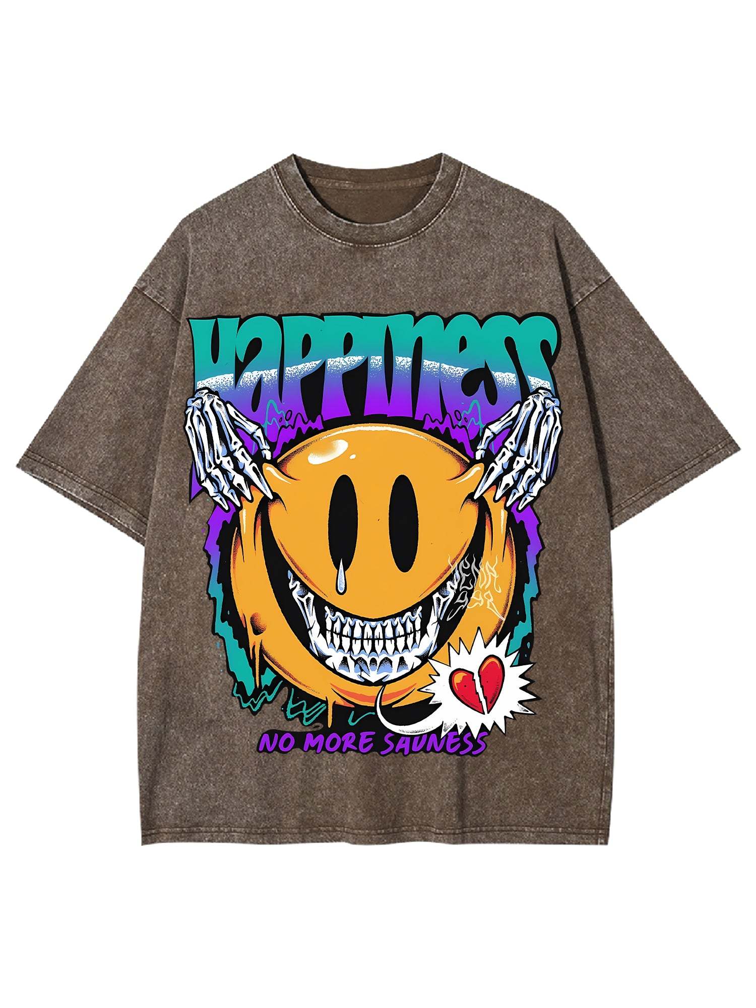Happiness Washed Tshirt-ClassyOutlaw