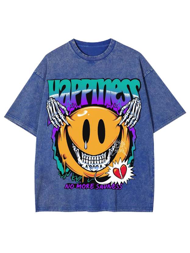 Happiness Washed Tshirt-ClassyOutlaw
