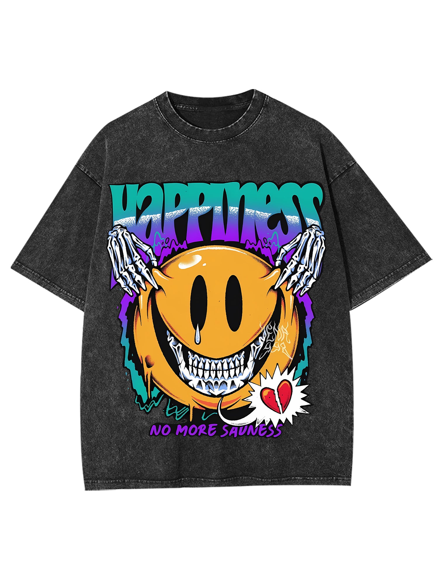 Happiness Washed Tshirt-ClassyOutlaw