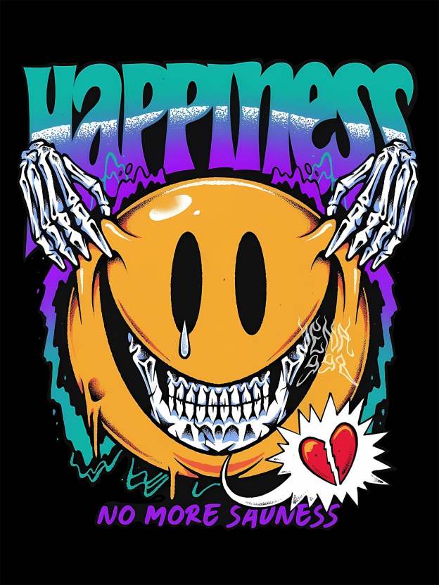 Happiness Washed Tshirt-ClassyOutlaw