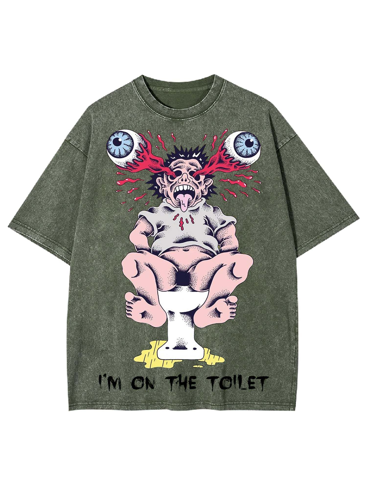 I'm On The Toilet Washed Tshirt-ClassyOutlaw