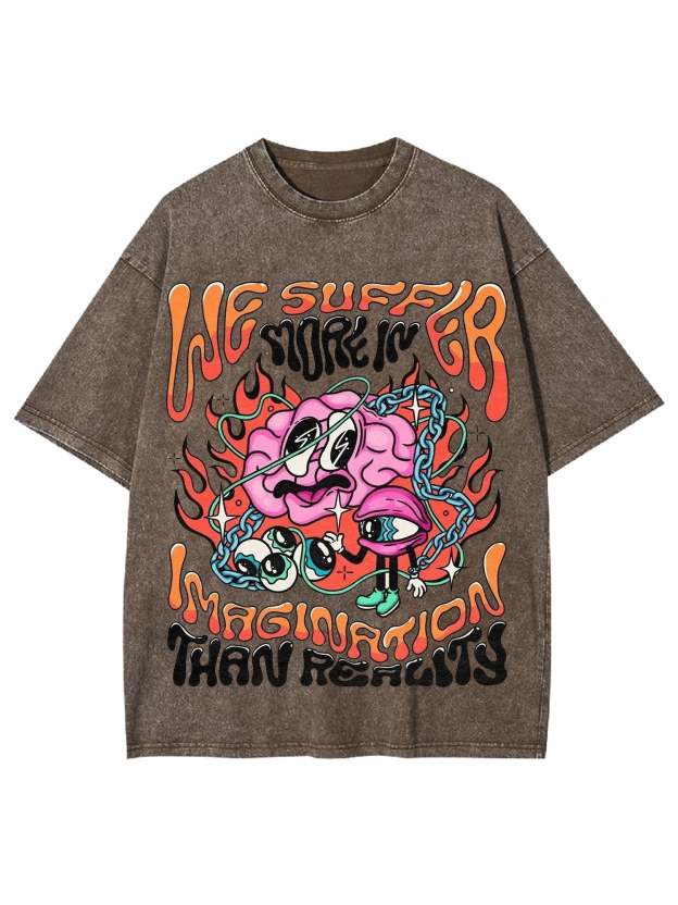 Imagination Than Reality Washed Tshirt-ClassyOutlaw