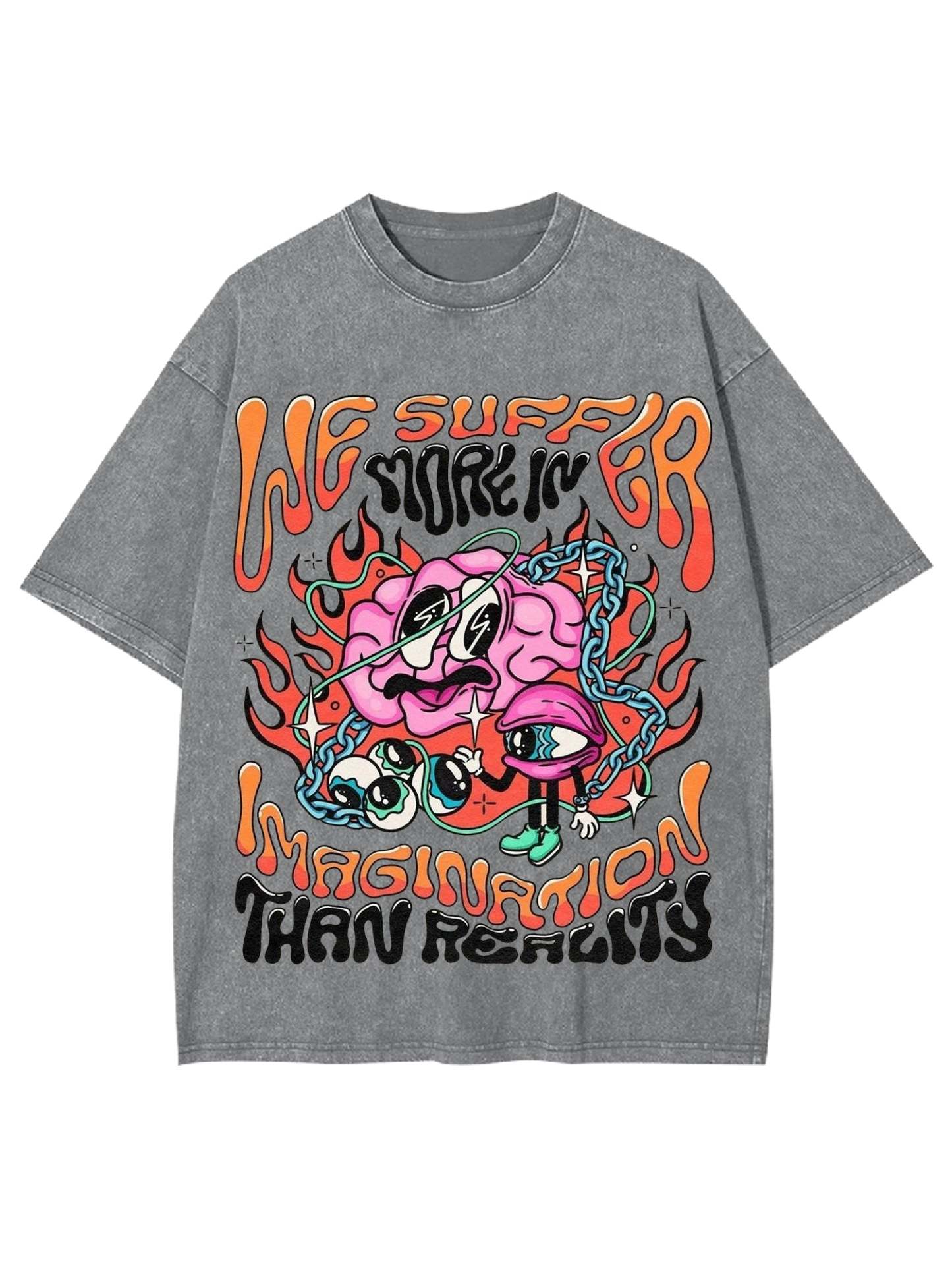 Imagination Than Reality Washed Tshirt-ClassyOutlaw