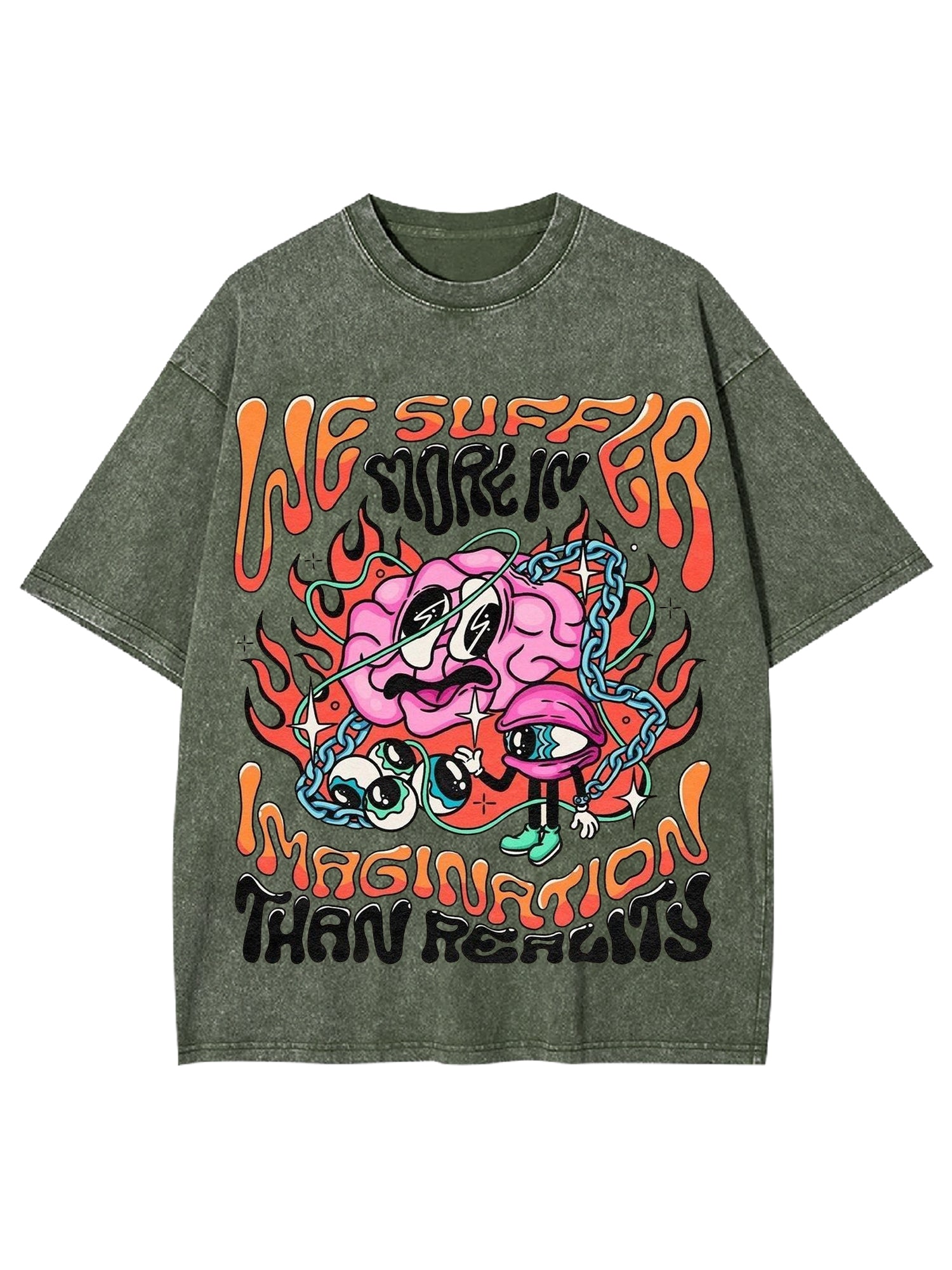 Imagination Than Reality Washed Tshirt-ClassyOutlaw