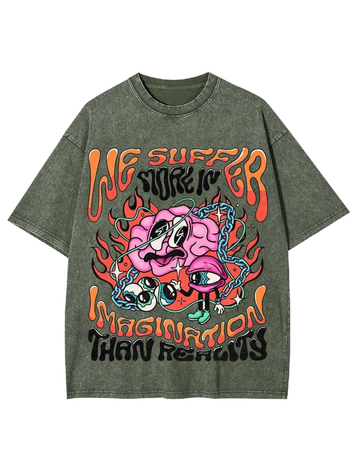 Imagination Than Reality Washed Tshirt-ClassyOutlaw