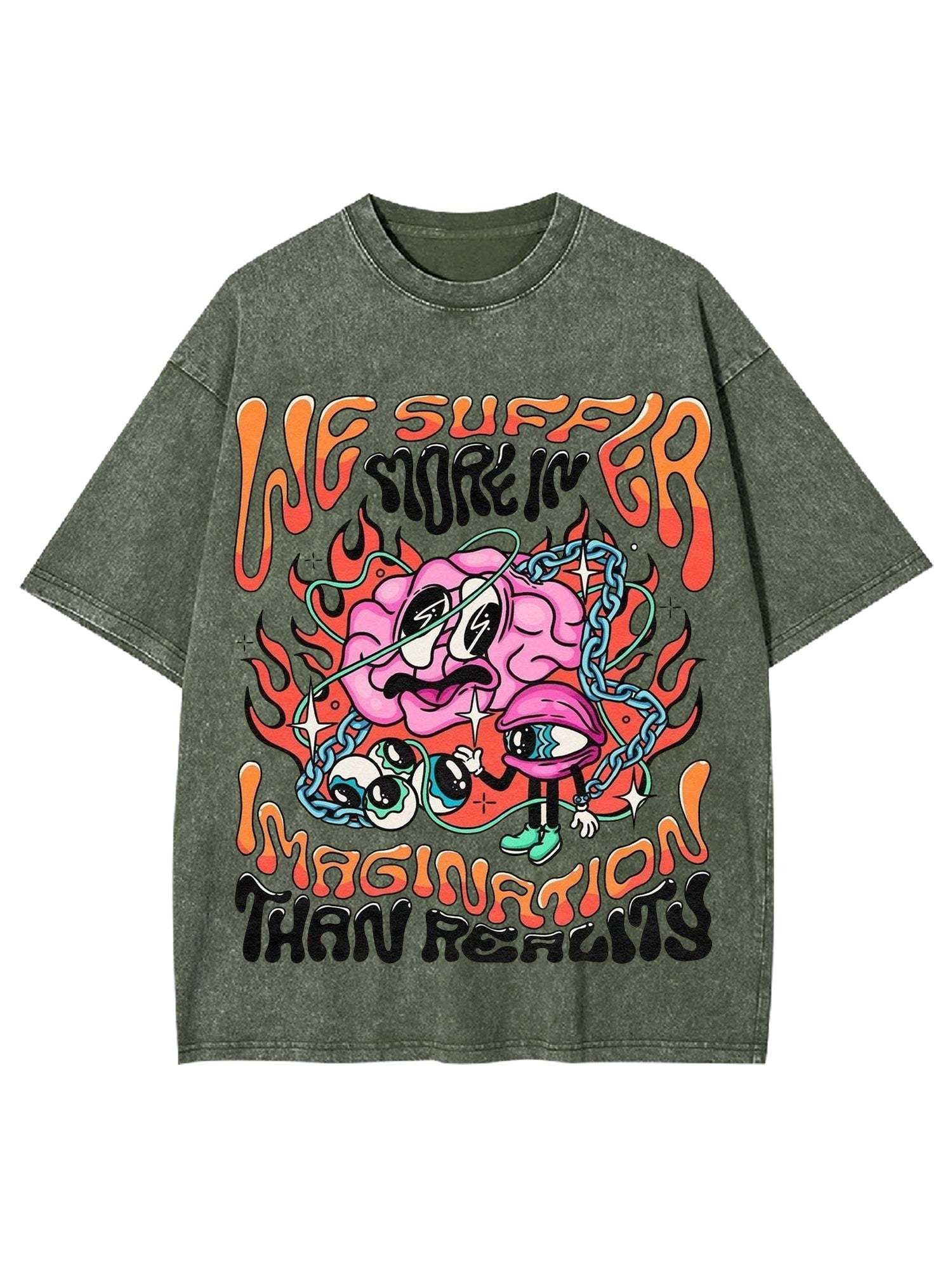 Imagination Than Reality Washed Tshirt-ClassyOutlaw