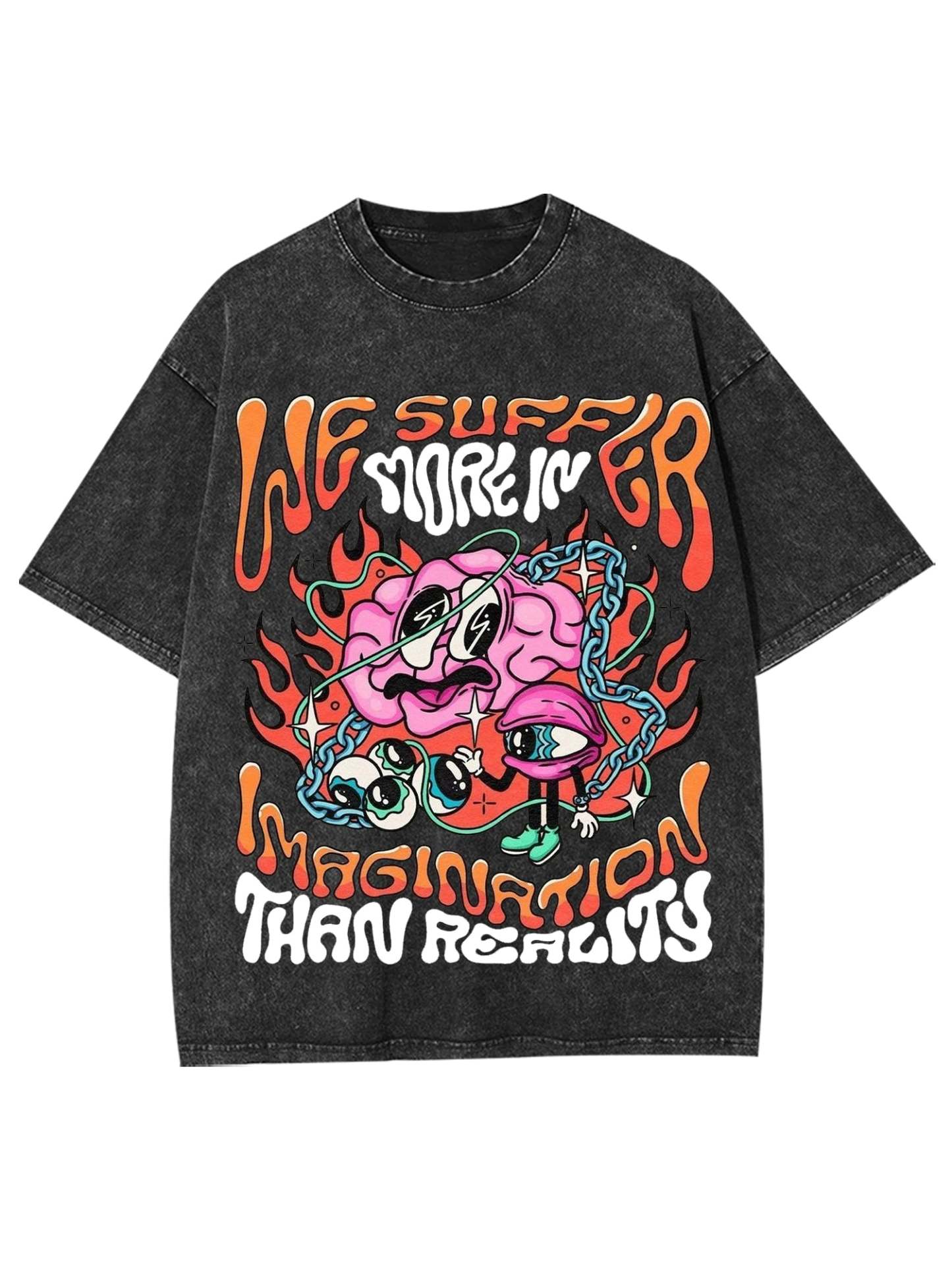 Imagination Than Reality Washed Tshirt-ClassyOutlaw