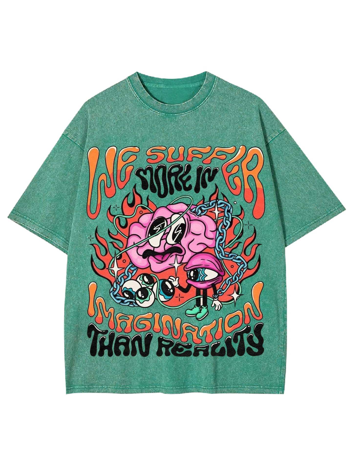 Imagination Than Reality Washed Tshirt-ClassyOutlaw