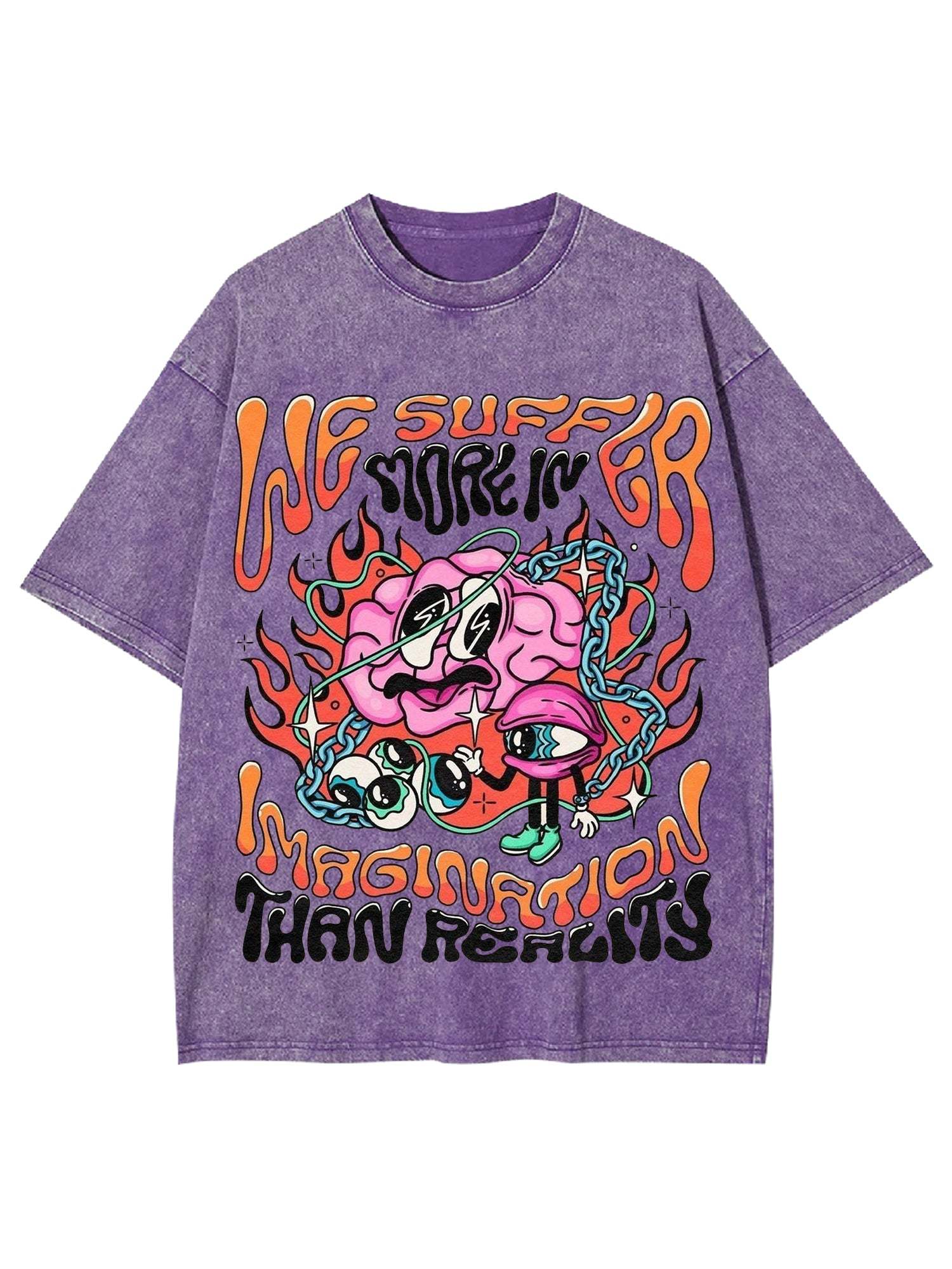 Imagination Than Reality Washed Tshirt-ClassyOutlaw