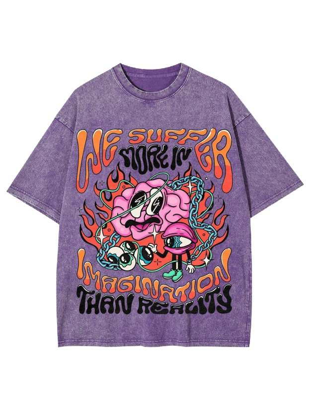 Imagination Than Reality Washed Tshirt-ClassyOutlaw