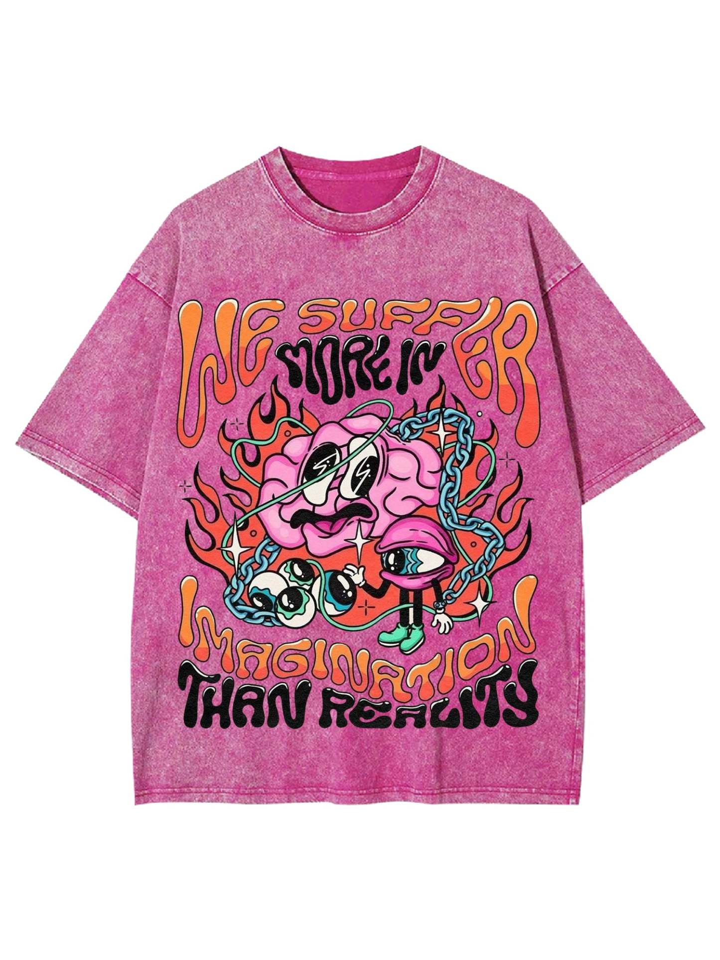 Imagination Than Reality Washed Tshirt-ClassyOutlaw