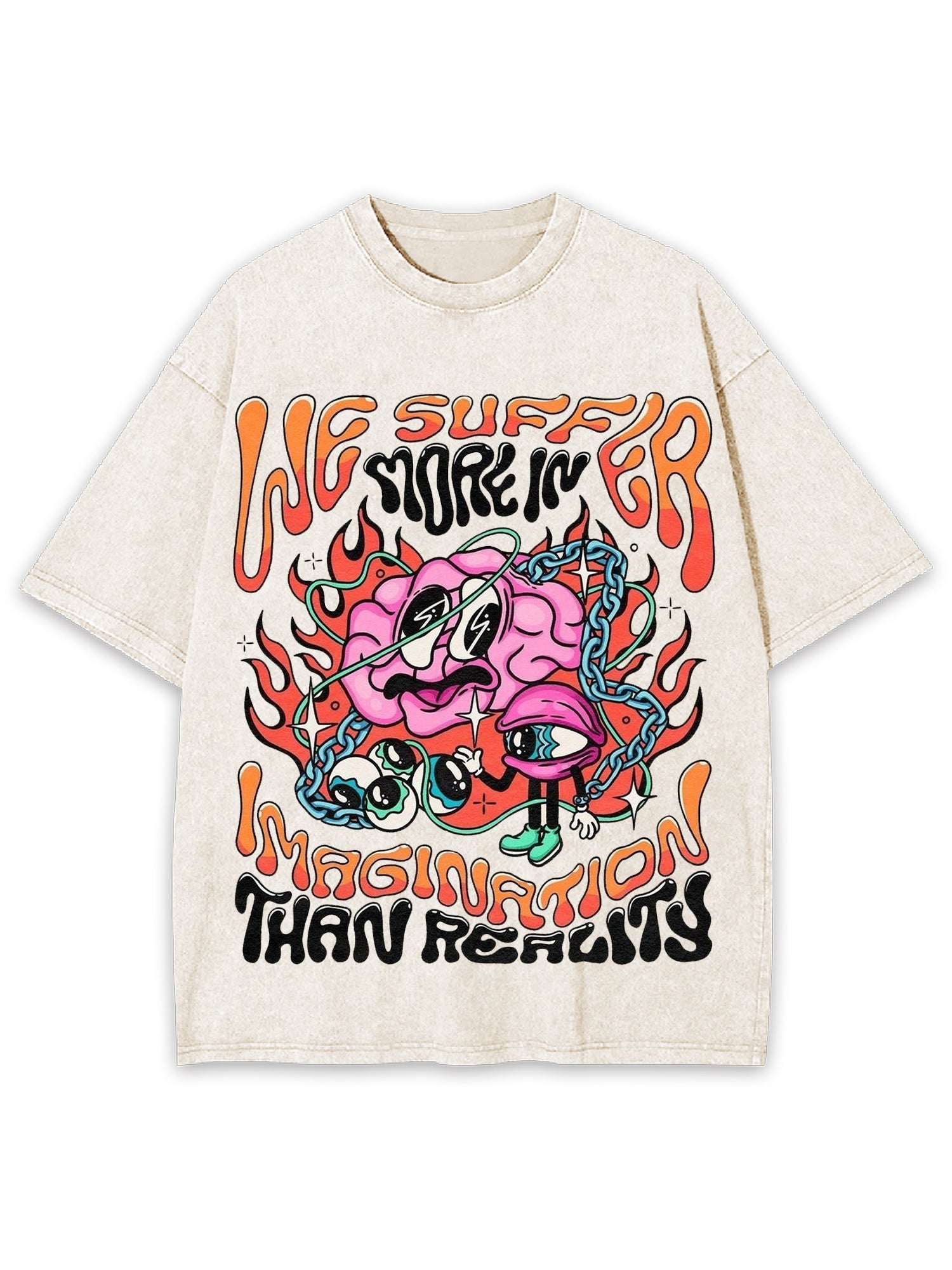 Imagination Than Reality Washed Tshirt-ClassyOutlaw