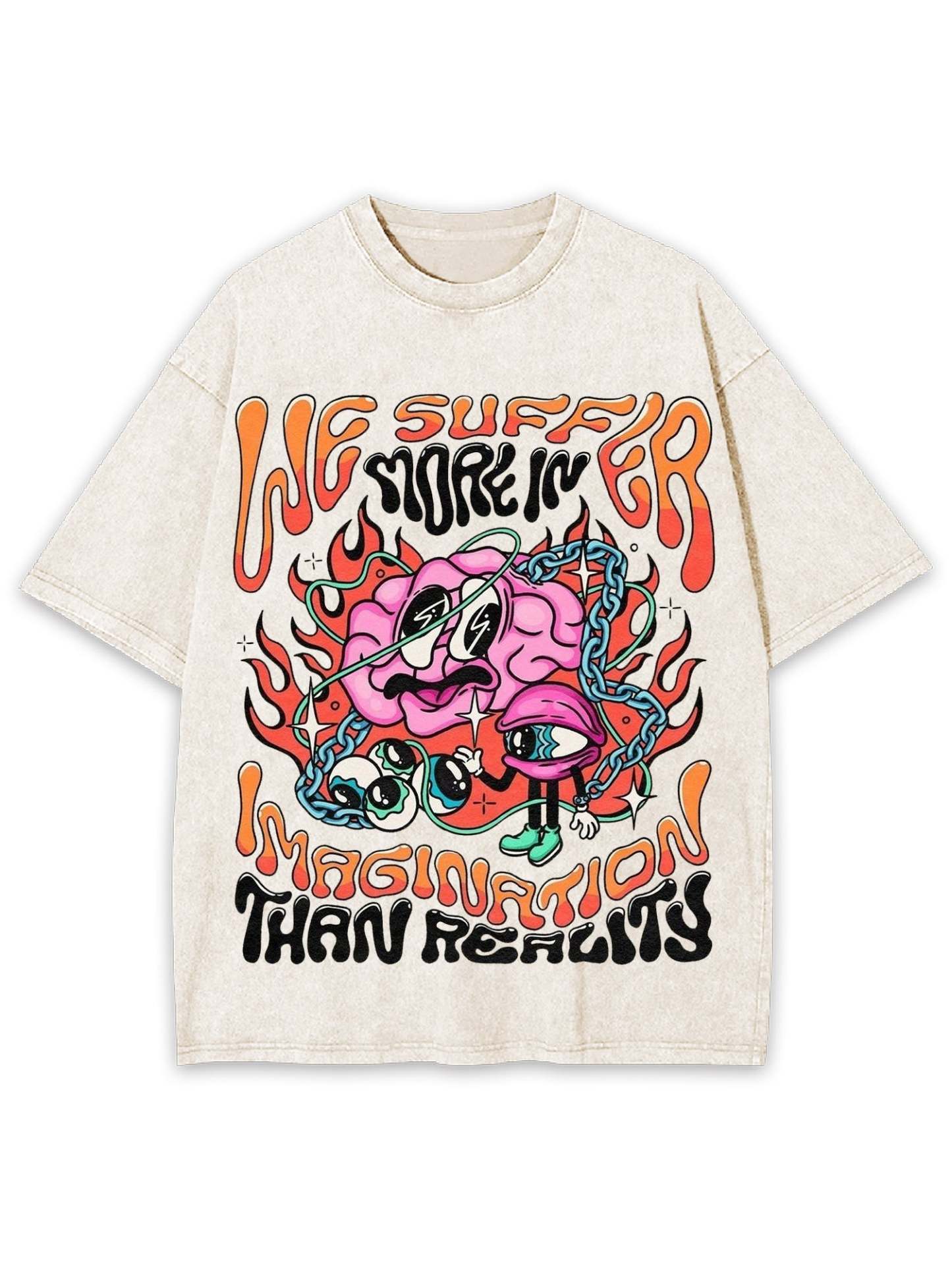 Imagination Than Reality Washed Tshirt-ClassyOutlaw