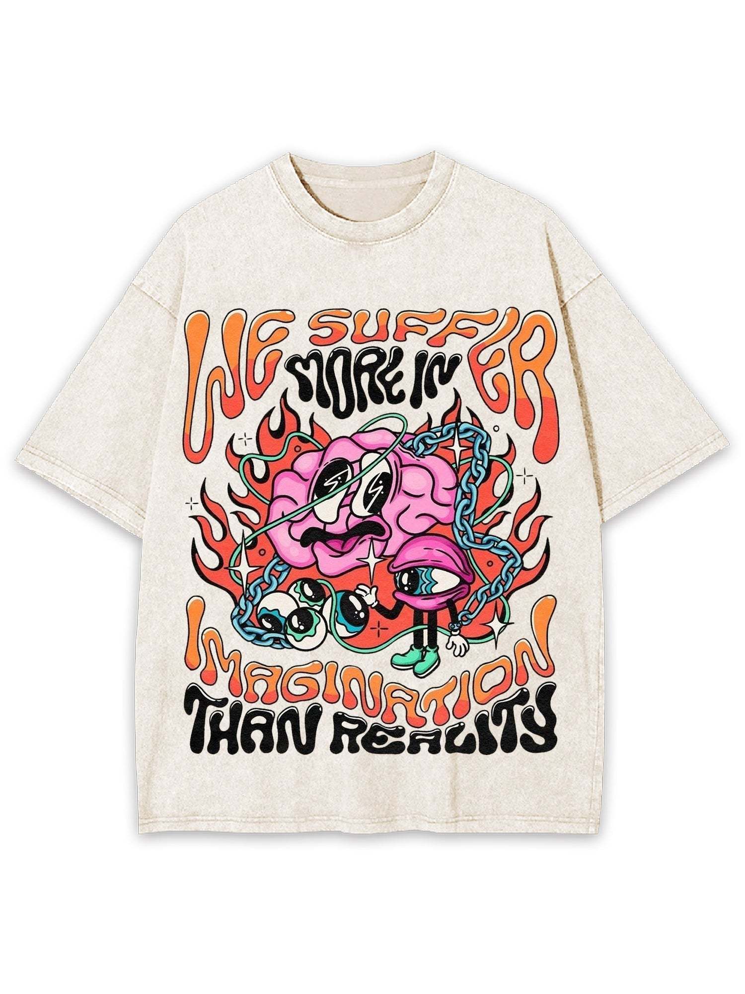 Imagination Than Reality Washed Tshirt-ClassyOutlaw