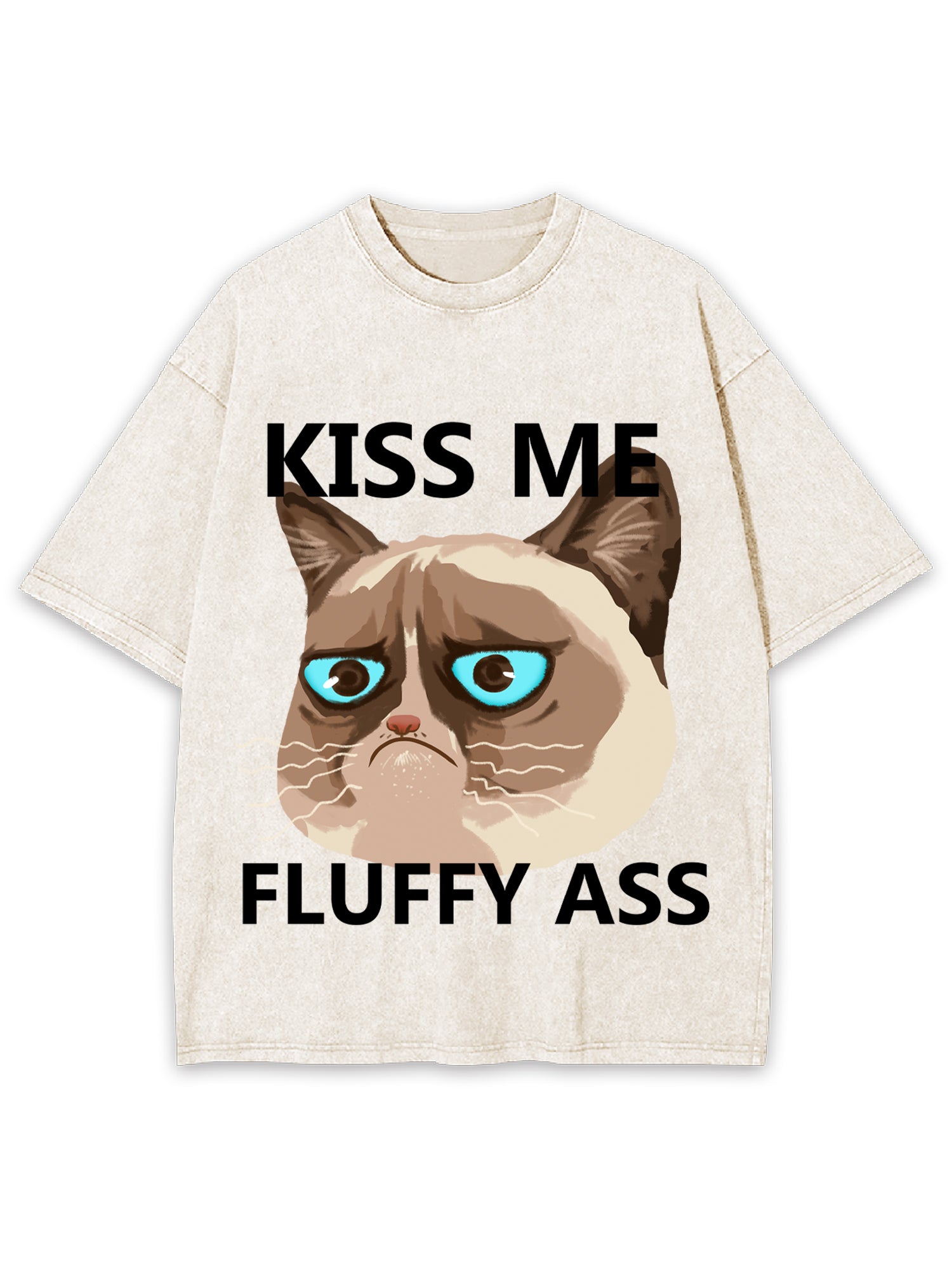 Kiss Me Fluffy Ass Washed Tshirt-ClassyOutlaw