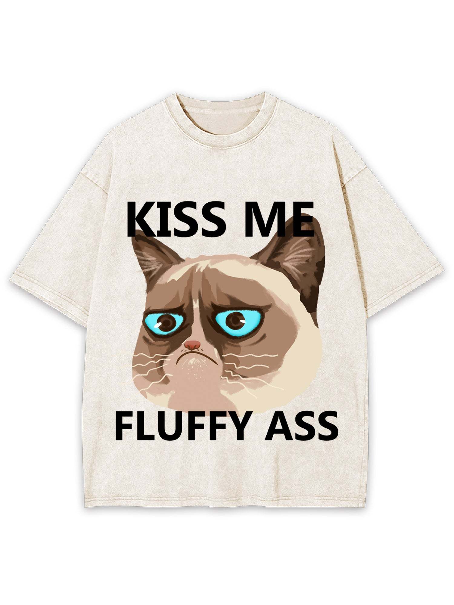 Kiss Me Fluffy Ass Washed Tshirt-ClassyOutlaw