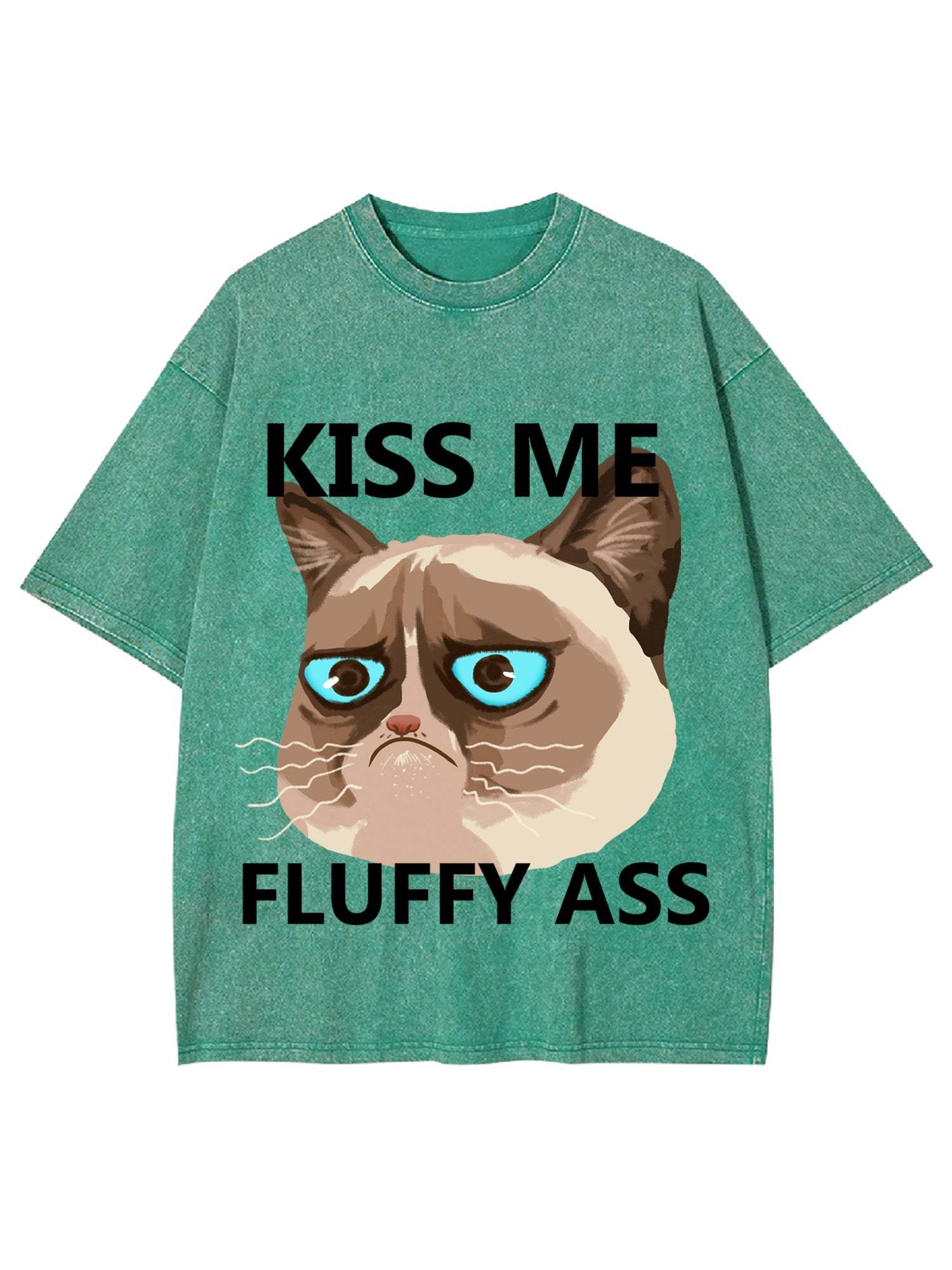 Kiss Me Fluffy Ass Washed Tshirt-ClassyOutlaw